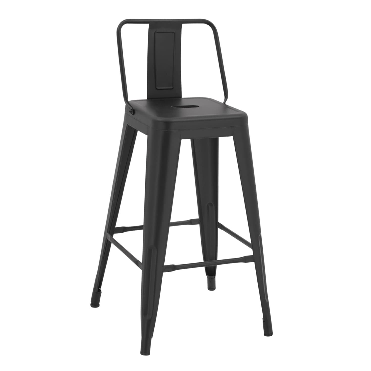 ШАНК ТАБУРЕ СО СРЕДНА ВИСИНА MELITA-PRO ОД МЕТАЛ ВО МАТ ЦРНА БОЈА 43x43x88Hcm.
