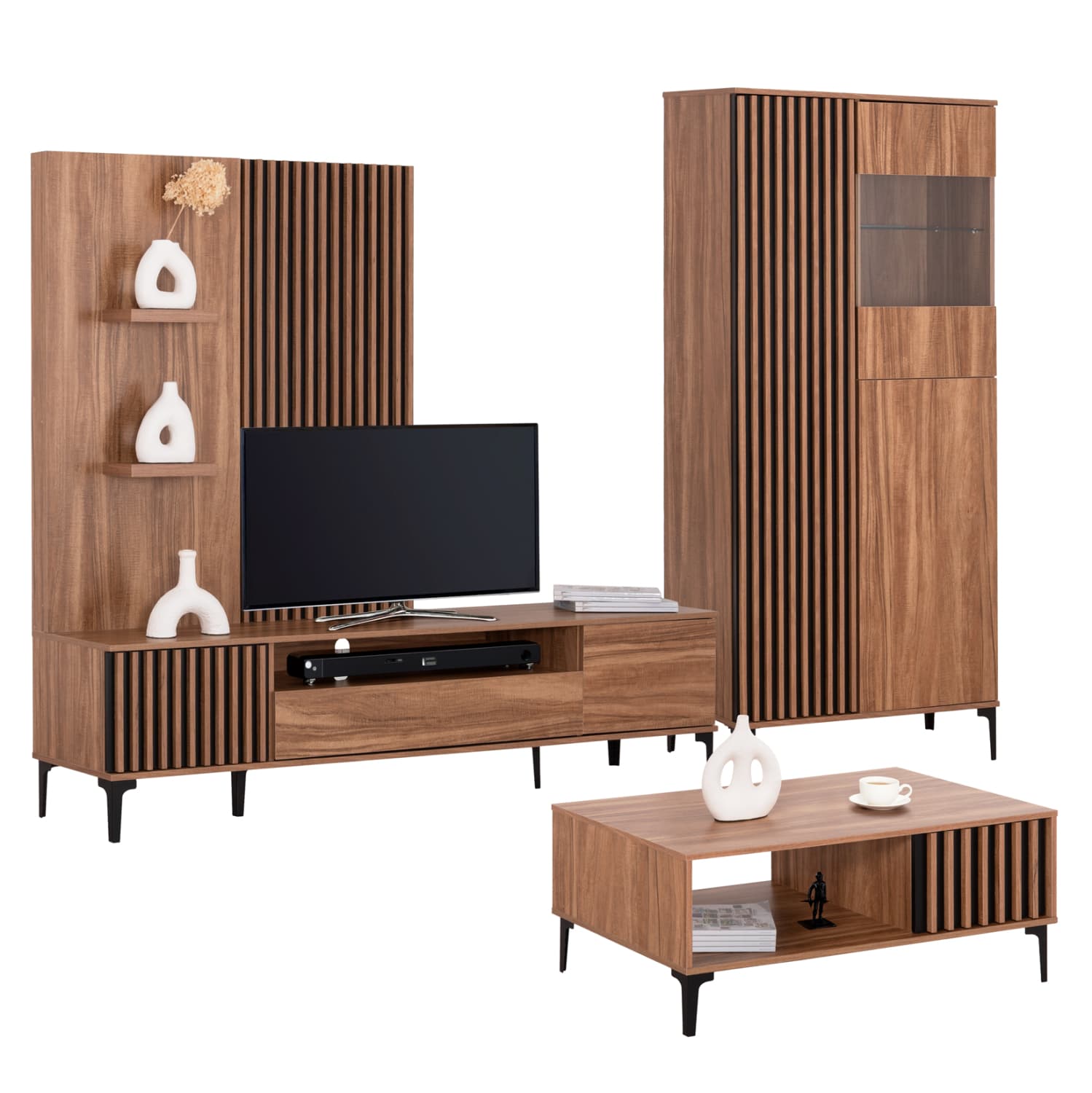 LIVING ROOM SET 3PCS HARRY COFFEE TABLE-TV STAND-DISPLAY CABINET