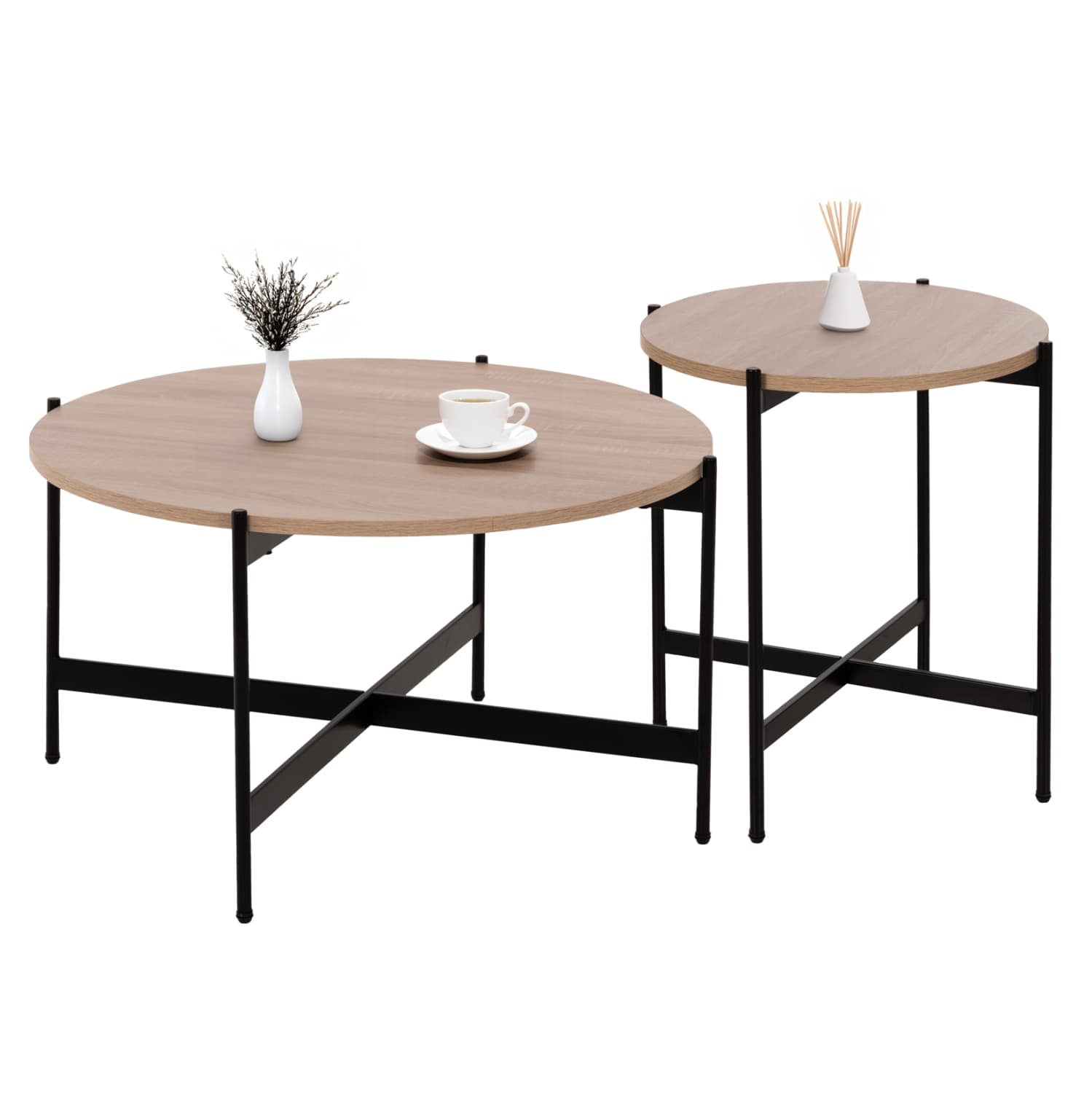 КОМПЛЕТ МАСИ ЗА КАФЕ 2ДЕЛО RONDA MDF ВО СОНАМА БОЈА Φ80cm & Φ50cm