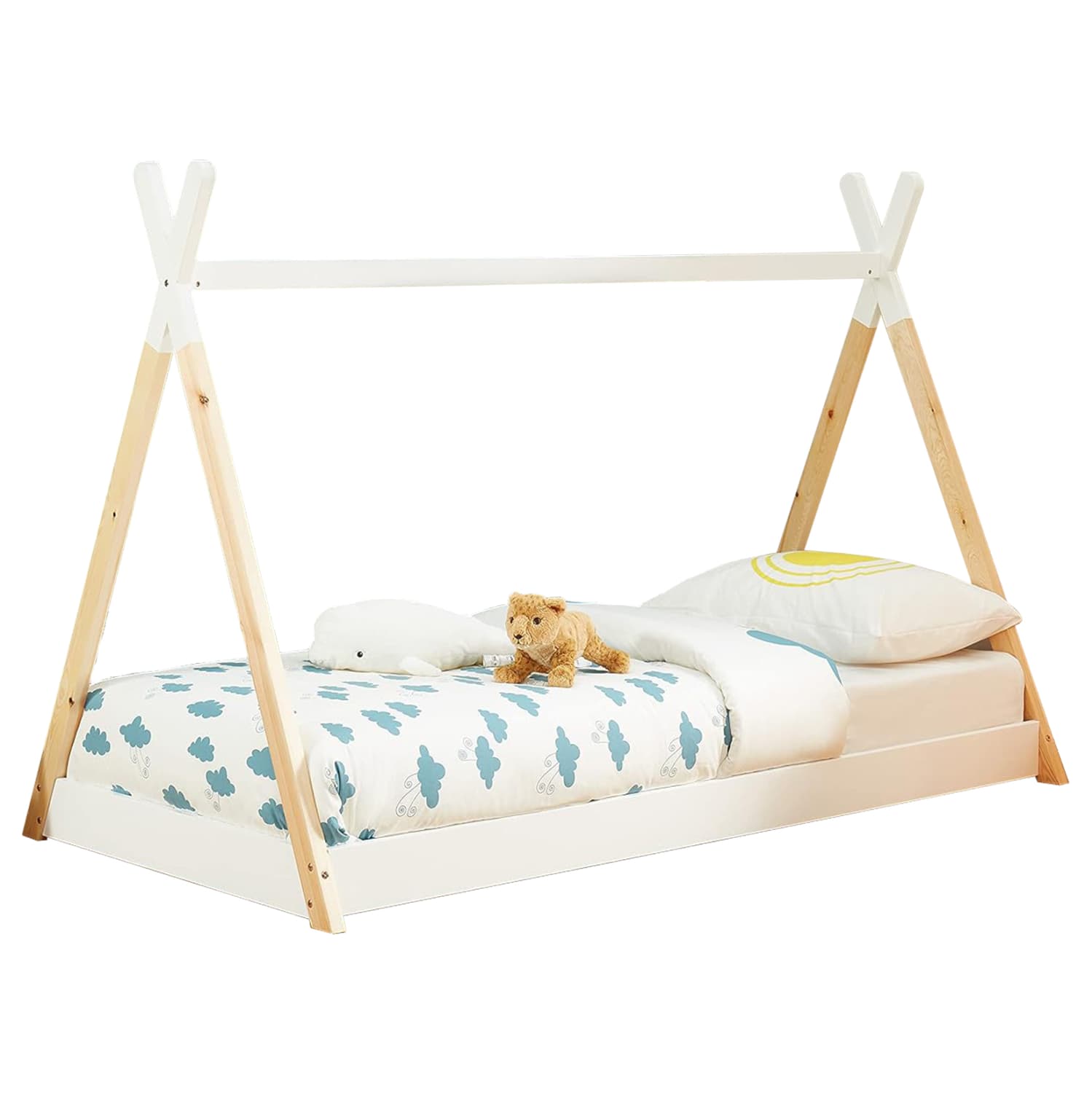 КРЕВЕТ ЗА ДЕЦА MUNK Т.MONTESSORI-ДРВО ОД БОР ВО ПРИРОДНА-БЕЛА БОЈА ЗА ДУШЕК 190x90cm.