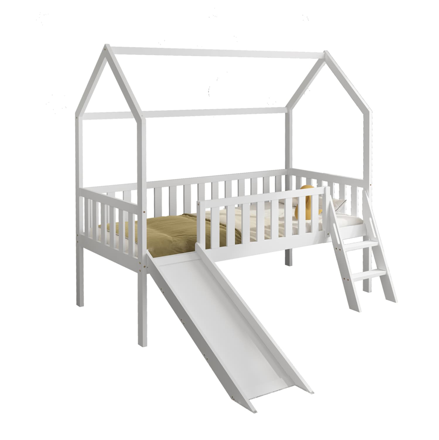 ДЕТСКИ КРЕВЕТ t.MONTESSORI СО ЛИЗГАЛКА PHYLLIS ОД БОРОВО ДРВО ВО БЕЛА БОЈА ЗА ДУШЕК 190x90cm.