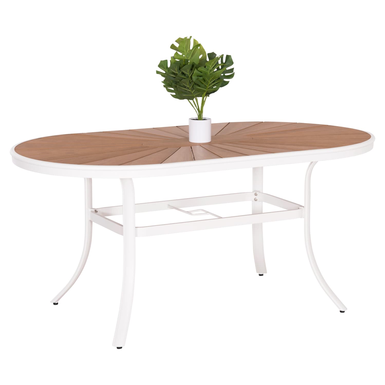 OUTDOOR DINING TABLE TELAMO ALUMINUM IN WHITE & POLYWOOD TABLETOP 160X90Χ73.5Hcm.