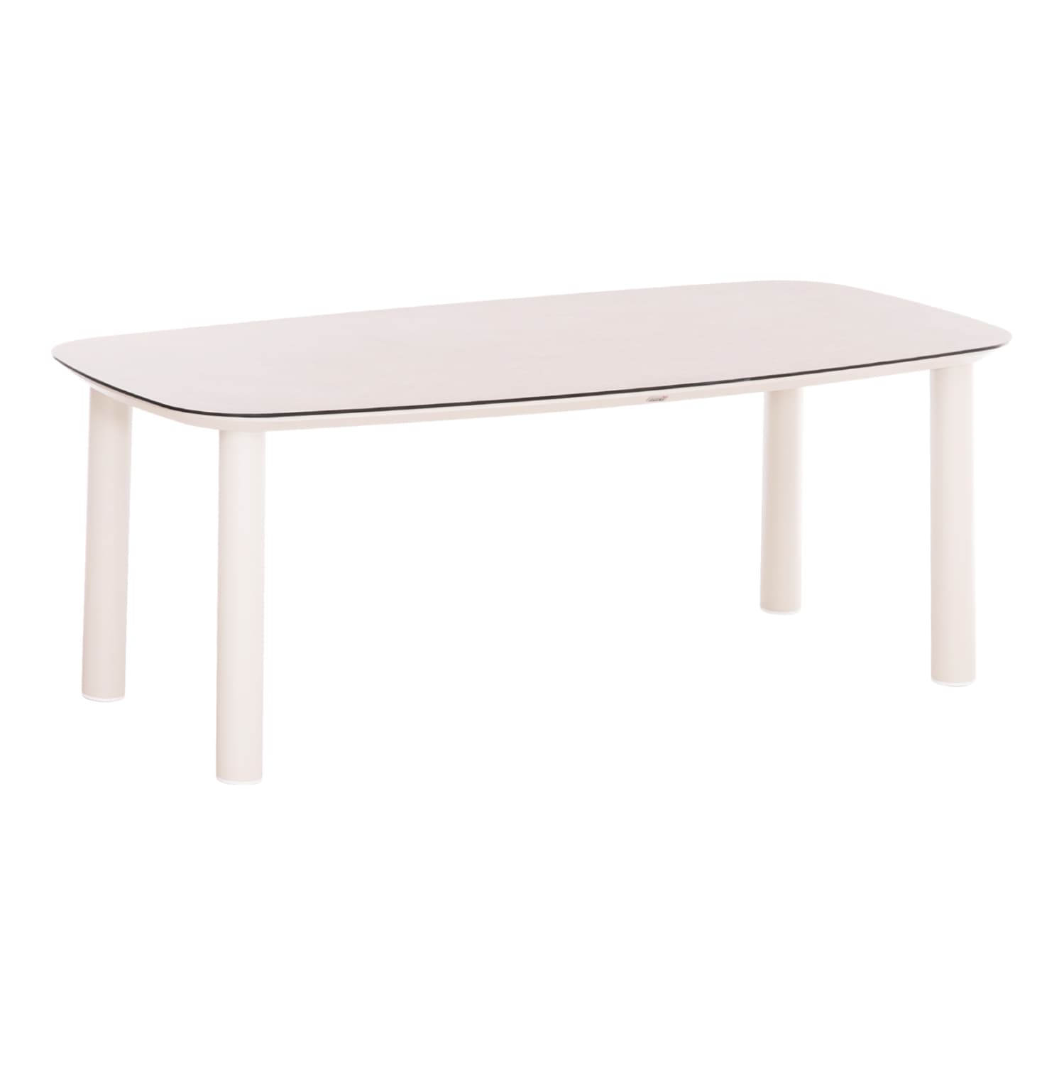 OUTDOOR DINING TABLE DOSUN CREAM WHITE ALUMINUM-3D PRINT GLASS TOP IN CERAMIC LOOK 220x100x75H