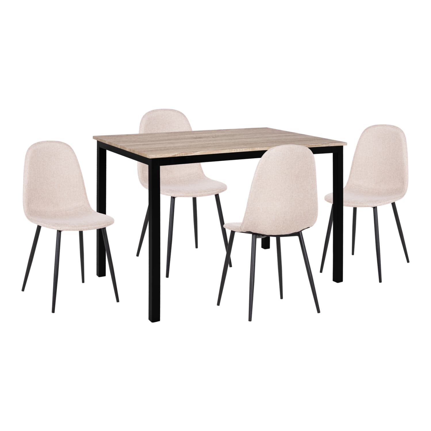 DINING SET 5PCS PANYA TABLE & 4 CHAIRS WITH BEIGE FABRIC