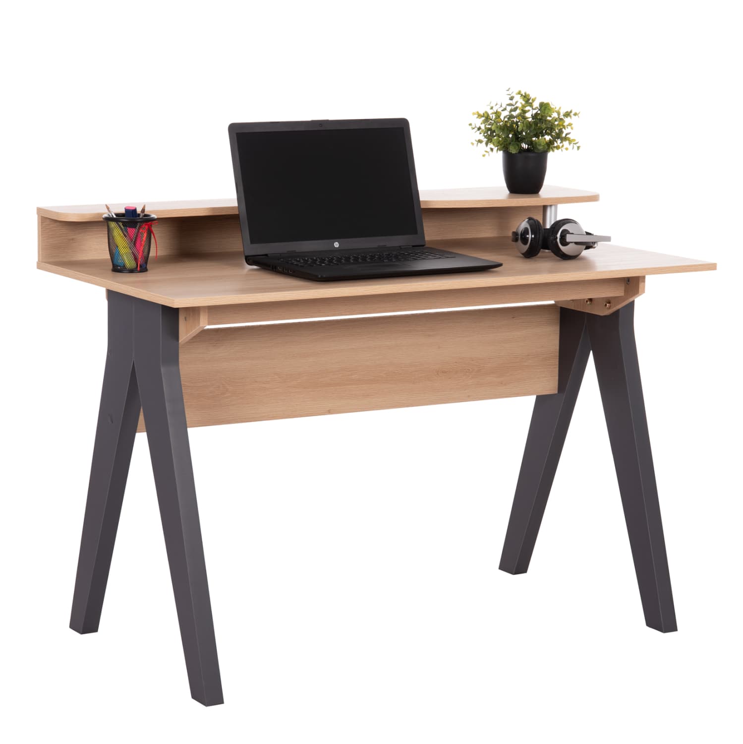 DESK KRONEL MELAMINE IN SONAMA-GREY 120x59x84.5Hcm.
