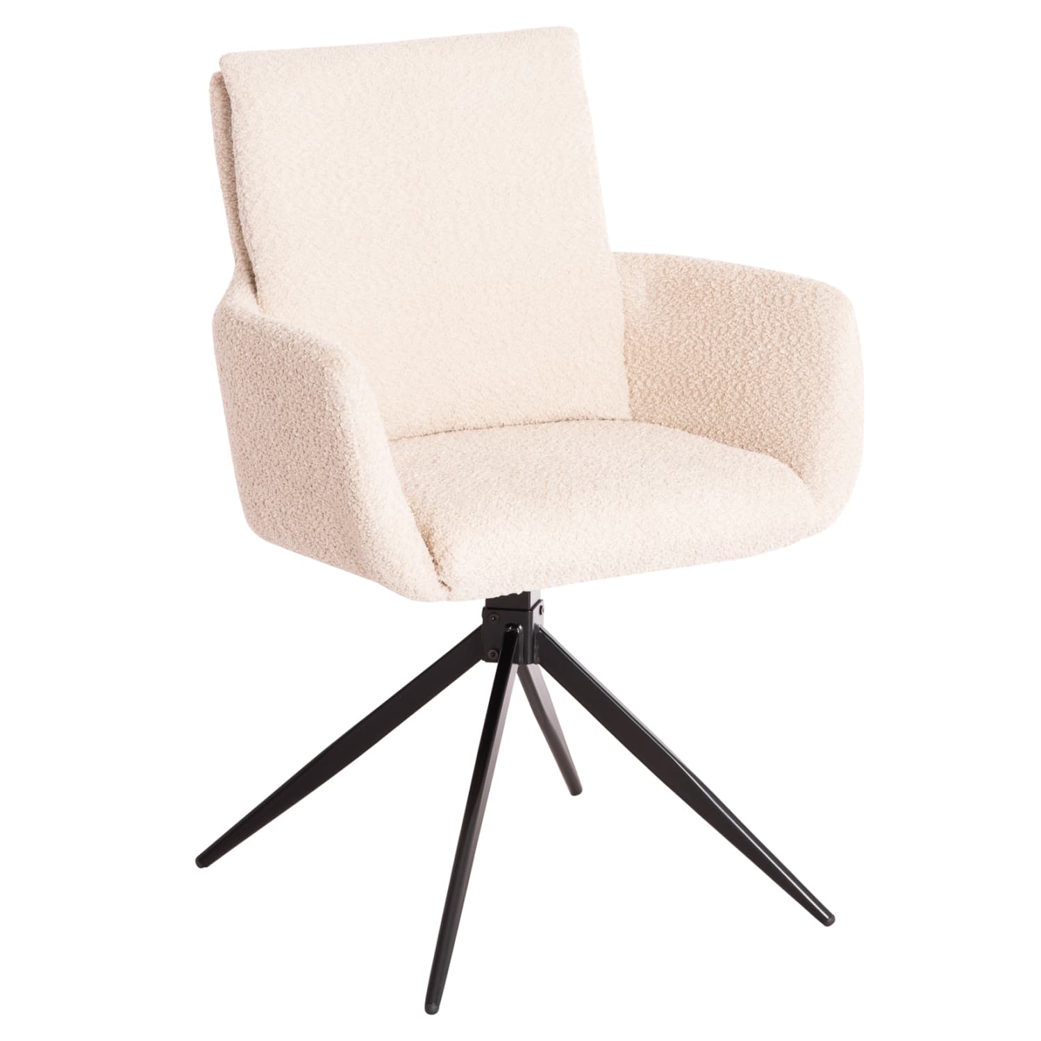 DINING ARMCHAIR SWIVEL BLANS BEIGE BOUCLE FABRIC-METAL LEGS 62x60x90Hcm.