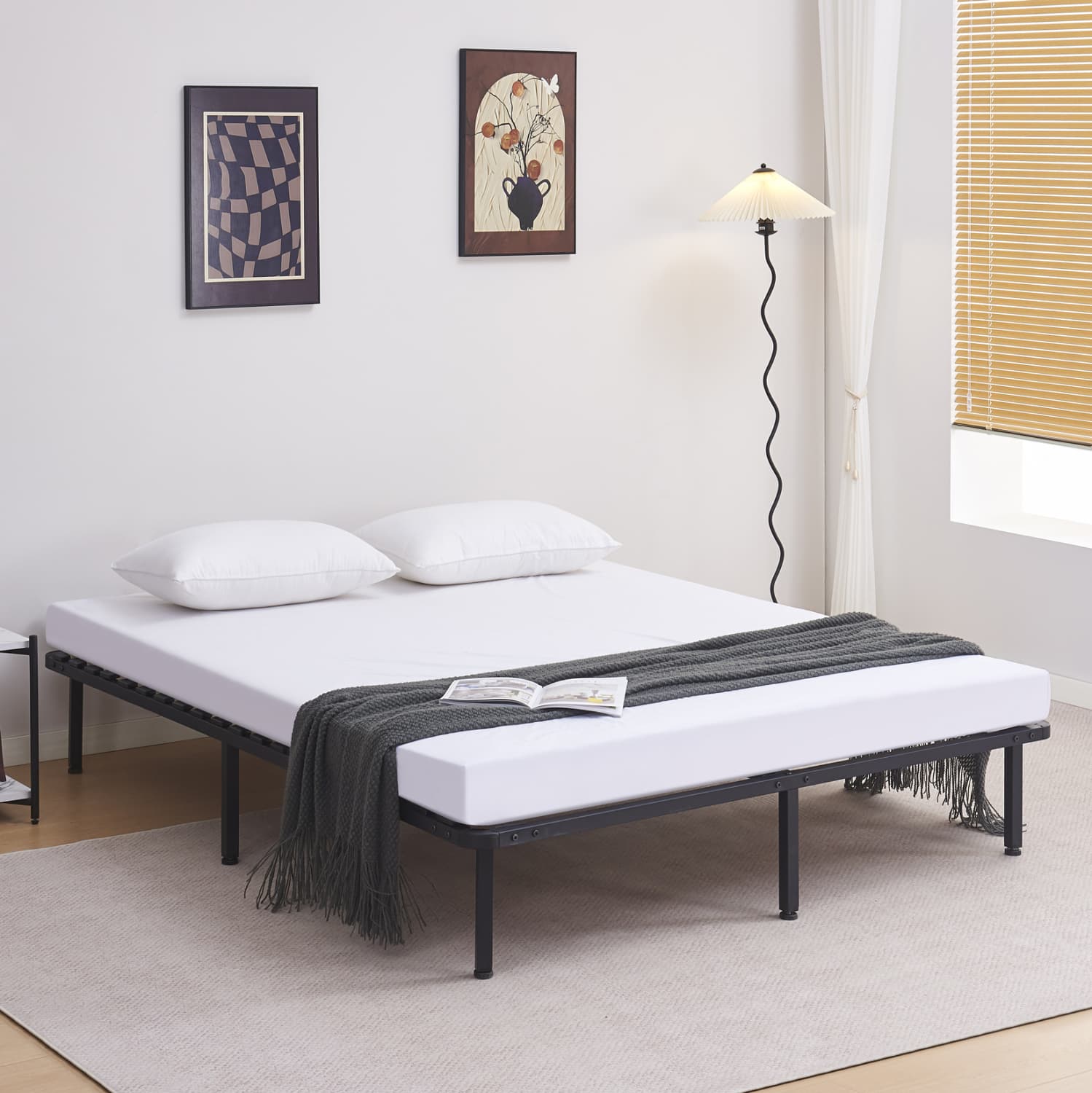 SUBSTRATE BED DOUBLE MARKY METAL IN BLACK FOR MATTRESS 200x160cm.