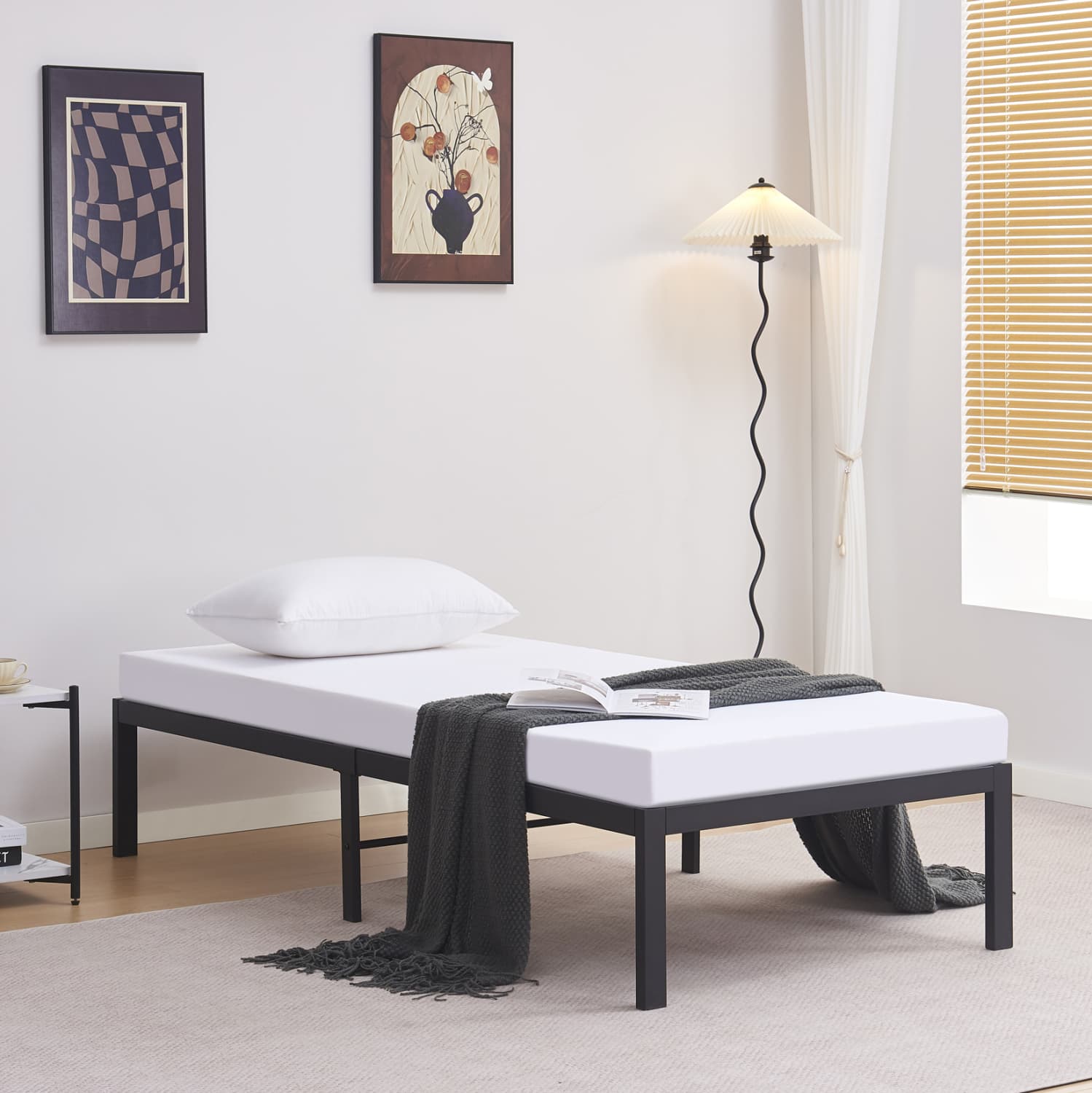 SUBSTRATE BED RANTO METAL IN BLACK FOR MATTRESS 190x90cm.