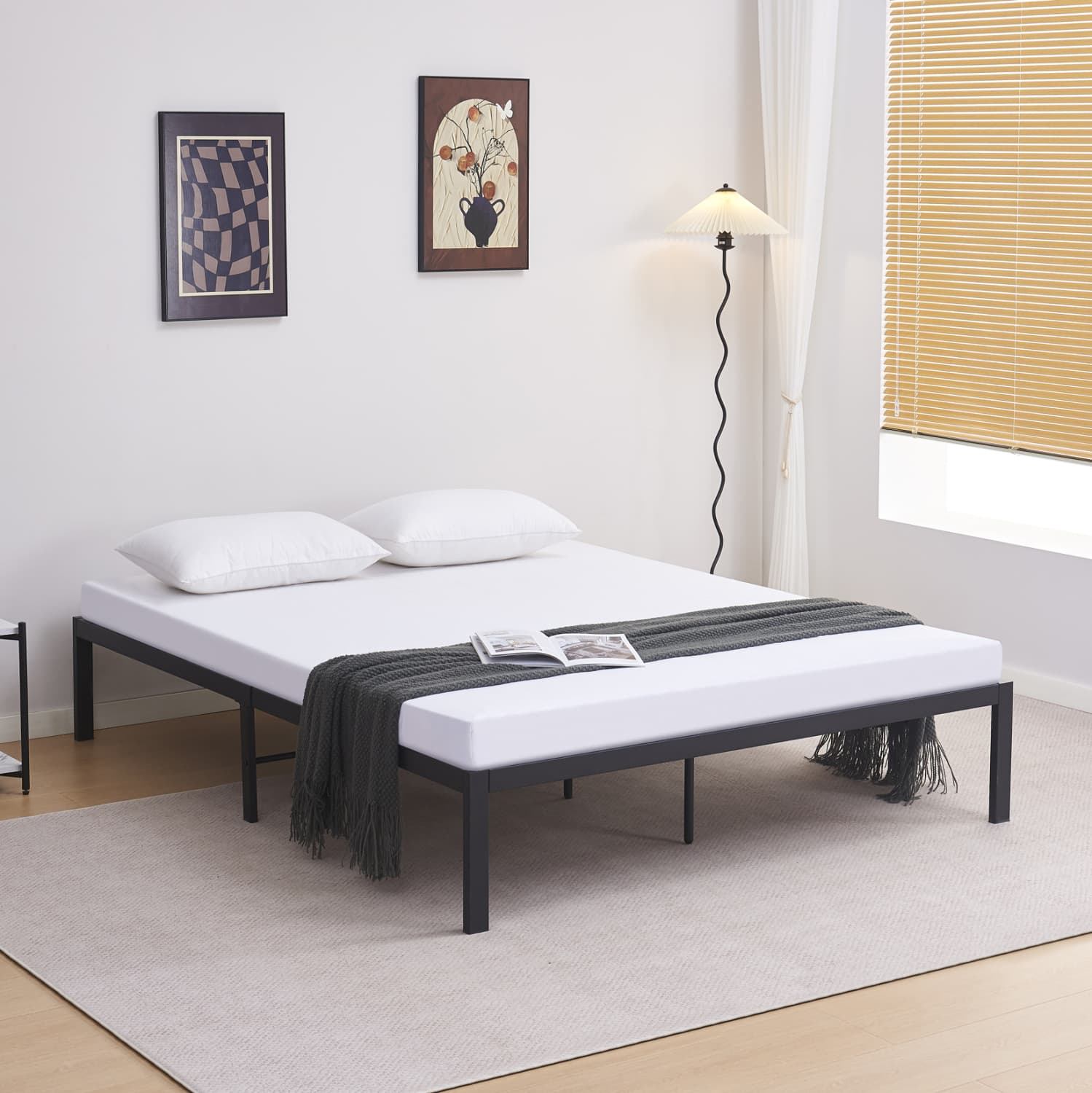 SUBSTRATE BED DOUBLE RANTO METAL IN BLACK FOR MATTRESS 200x160cm.
