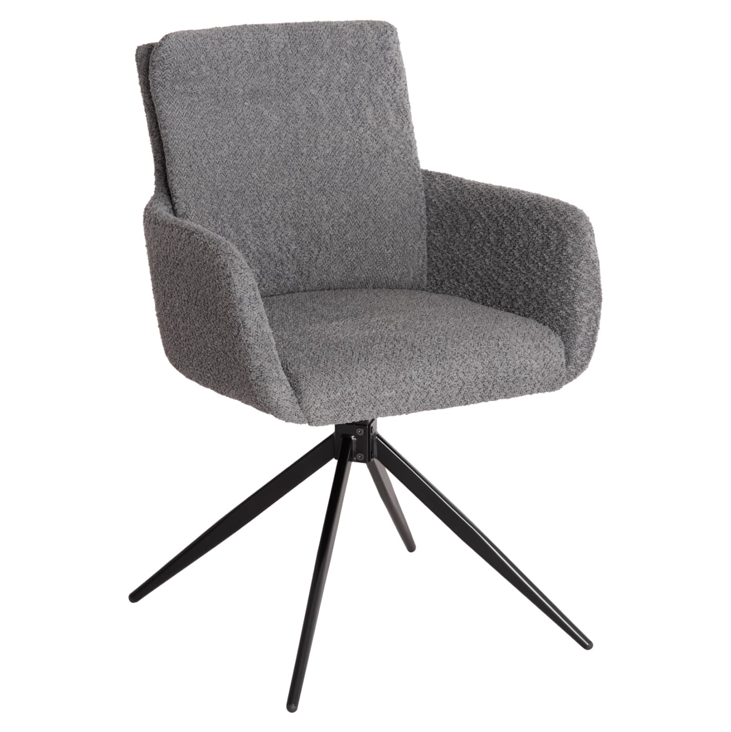 DINING ARMCHAIR SWIVEL BLANS GREY BOUCLE FABRIC-METAL LEGS 62x60x90Hcm.