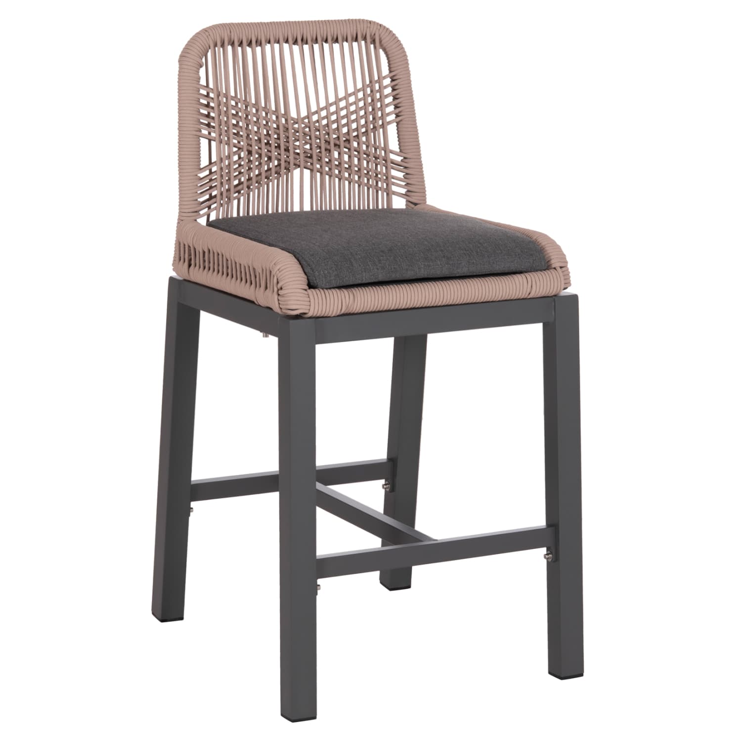 BAR STOOL MEDIUM HEIGHT HOWARD ALUMINUM IN ANTHRACITE--BEIGE ROPE 47.5x55x94.5Hcm.