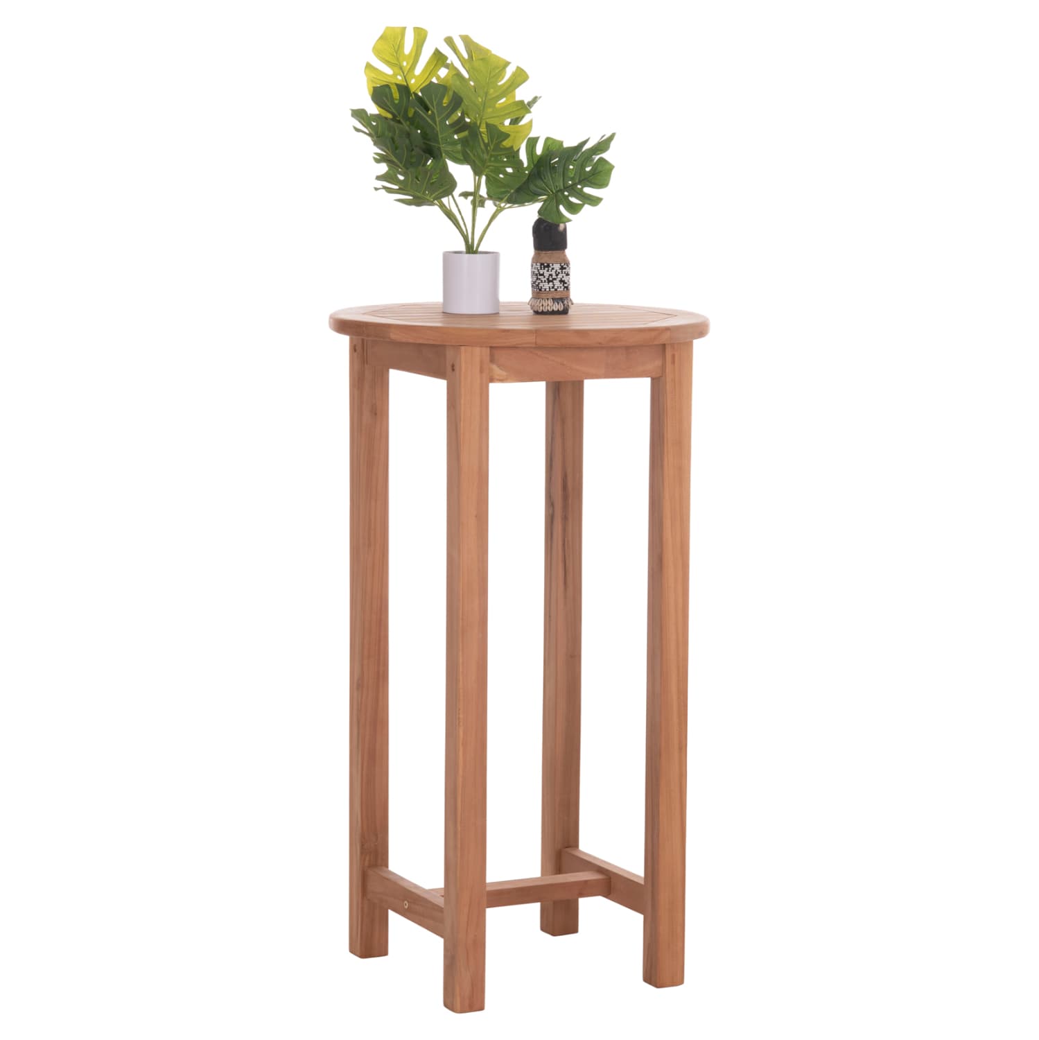 BAR STAND/TABLE ROUND PRESSCOT TEAK WOOD--NATURAL COLOR Φ60x105Hcm.