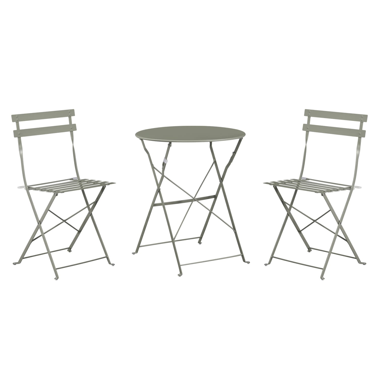 DINING SET 3PCS FOLDABLE SOPHIE METALLIC IN DARK OLIVE COLOR