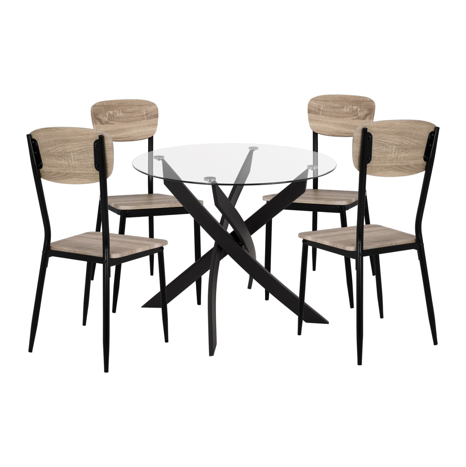 Set 5 pieces Table black & chairs Sonama with black chairs