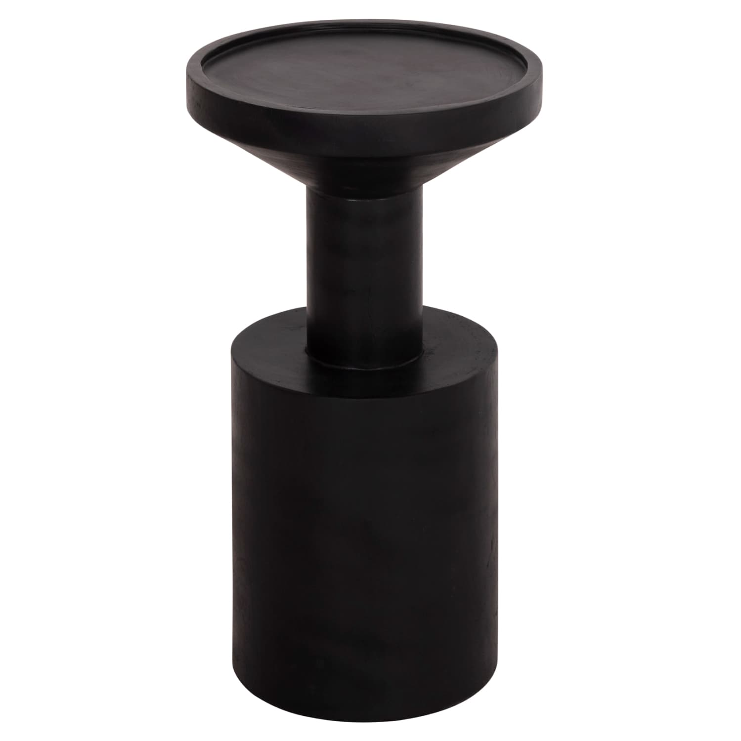 SIDE TABLE BERMAL SOLID SUAR WOOD IN BLACK COLOR Φ35x65Hcm.