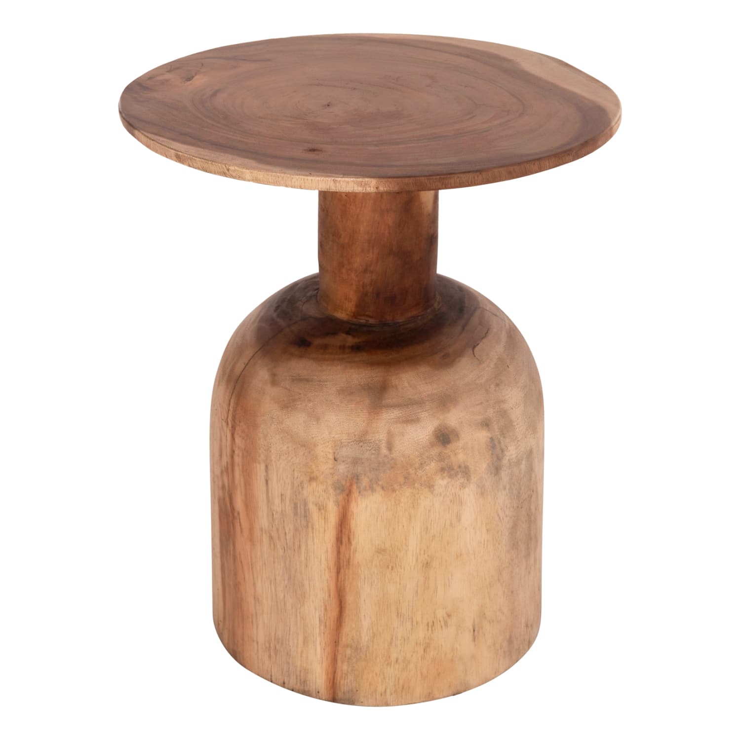 SIDE TABLE ROUND PUMBE SOLID SUAR WOOD IN NATURAL COLOR Φ40x50Hcm.