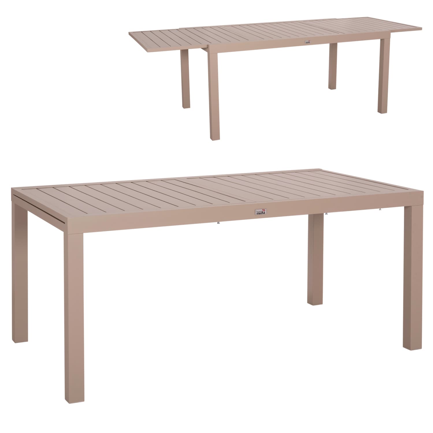 EXTENDABLE DINING TABLE KRUM ALUMINUM IN CAPPUCCINO 160-240x90x73Hcm.