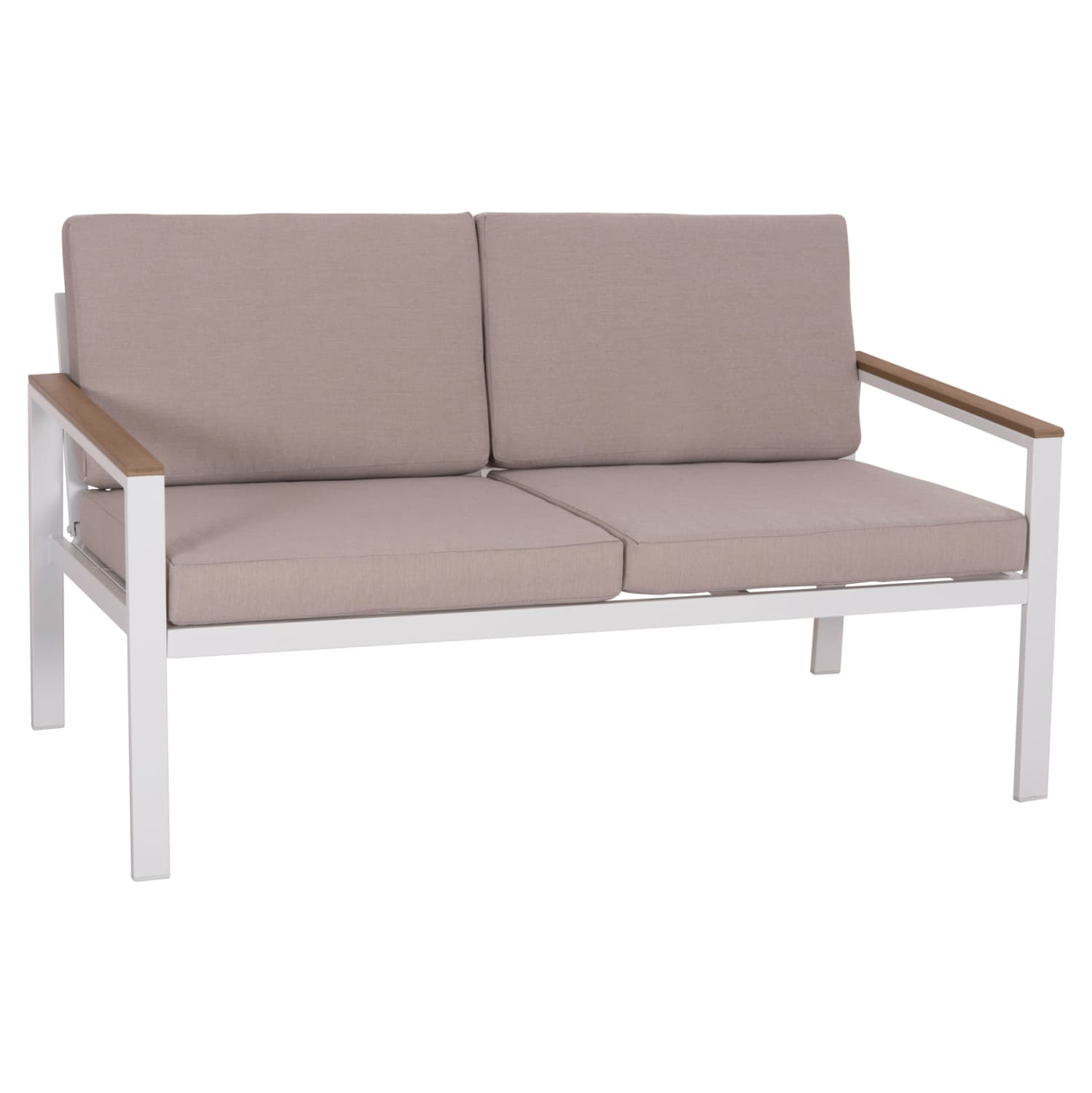 OUTDOOR 2-SEATER SOFA SAFIN ALUMINUM IN WHITE-BEIGE CUSHIONS 140x70x77Hcm.