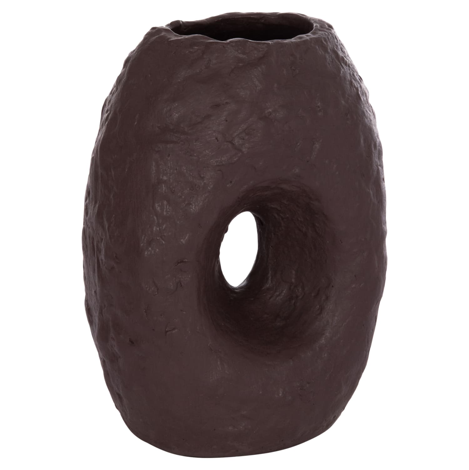 DECORATIVE TABLE VASE NAMENTIS TERRACOTA IN CHOCOLATE COLOR--26.5x16x36.5Hcm.
