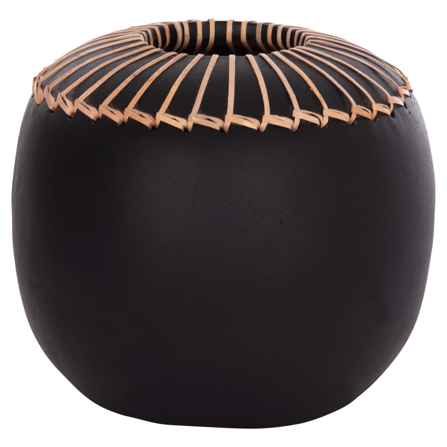 DECORATIVE TABLE VASE LENNOX TERRACOTA IN BLACK--Φ22x20Hcm.
