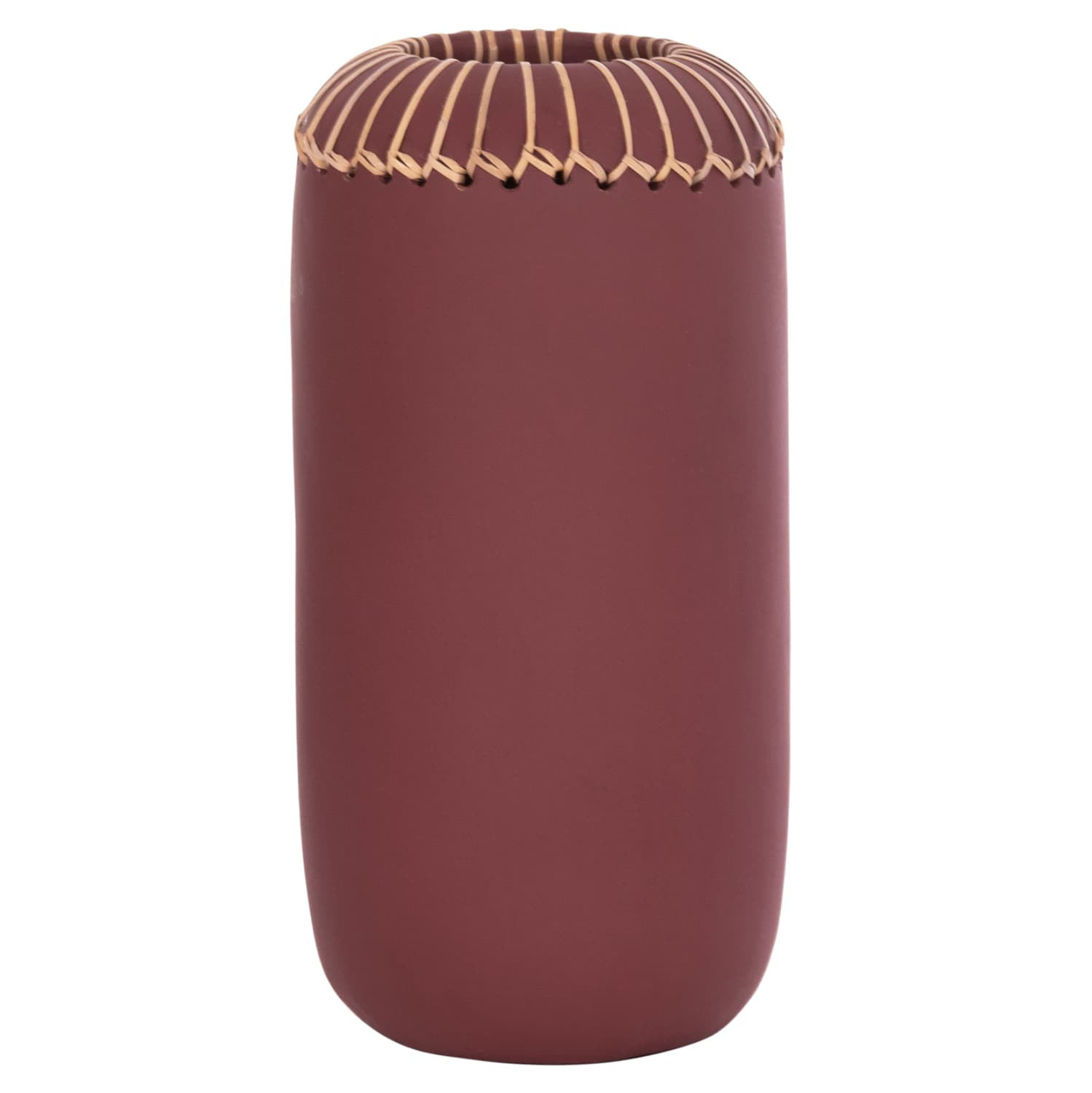 DECORATIVE TABLE VASE LENNOX TERRACOTA IN MAROON RED--Φ18x33Hcm.