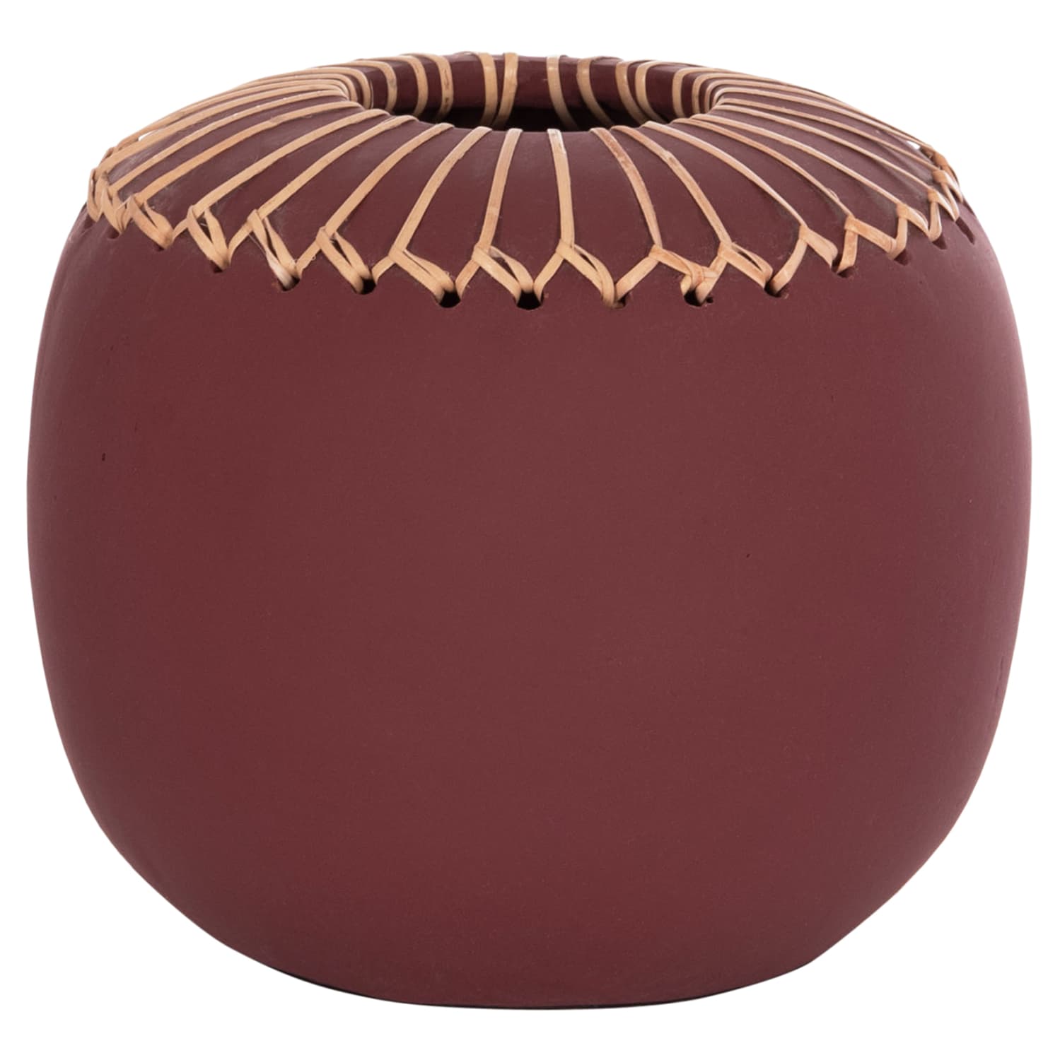 DECORATIVE TABLE VASE LENNOX TERRACOTA IN MAROON RED--Φ22x20Hcm.