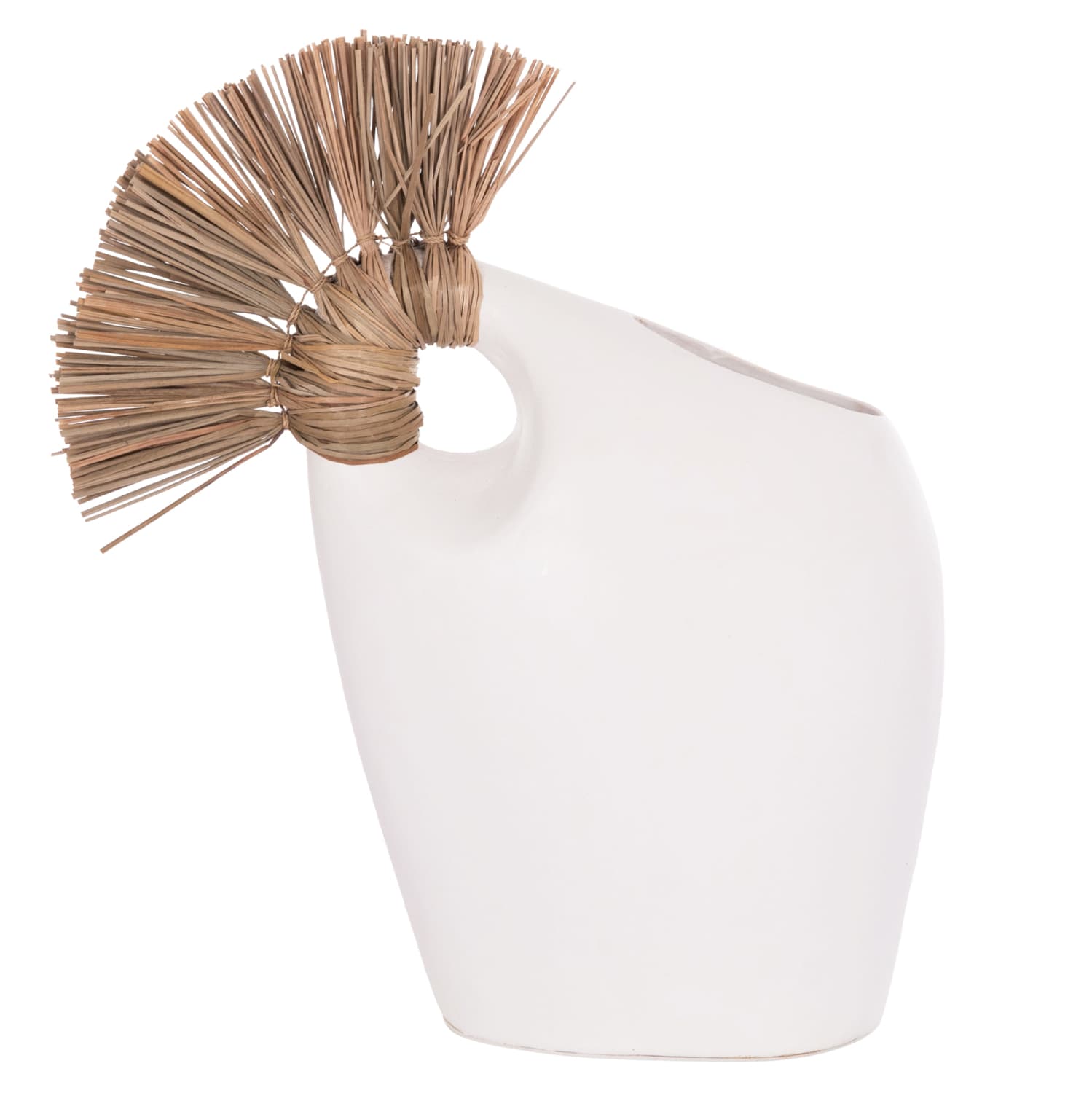 TABLE DECORATIVE VASE ALICA2 TERRACOTA IN BLACK & GRASS--44x18x50Hcm.