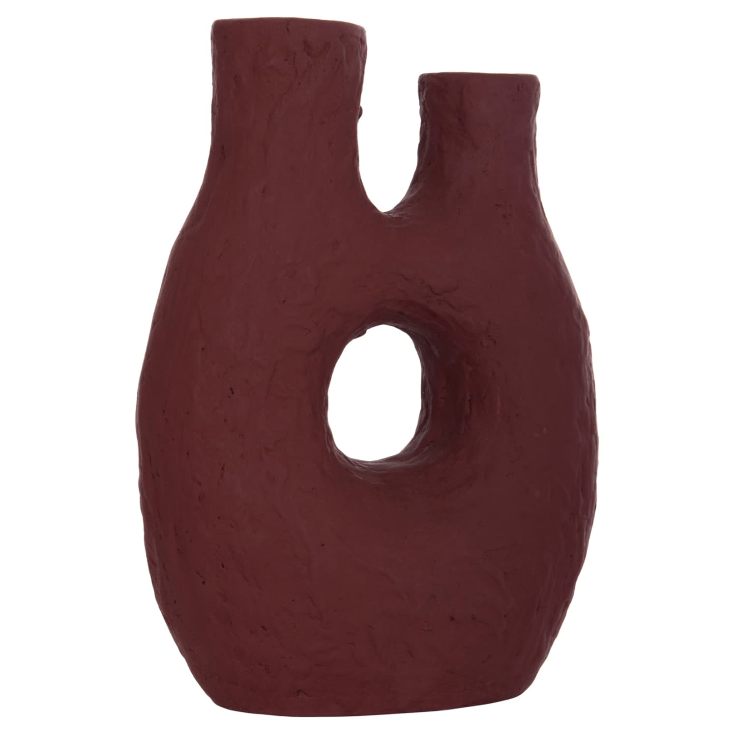 DECORATIVE TABLE VASE NAMENTIS TERRACOTA IN MAROON RED COLOR--27x13.5x37Hcm.
