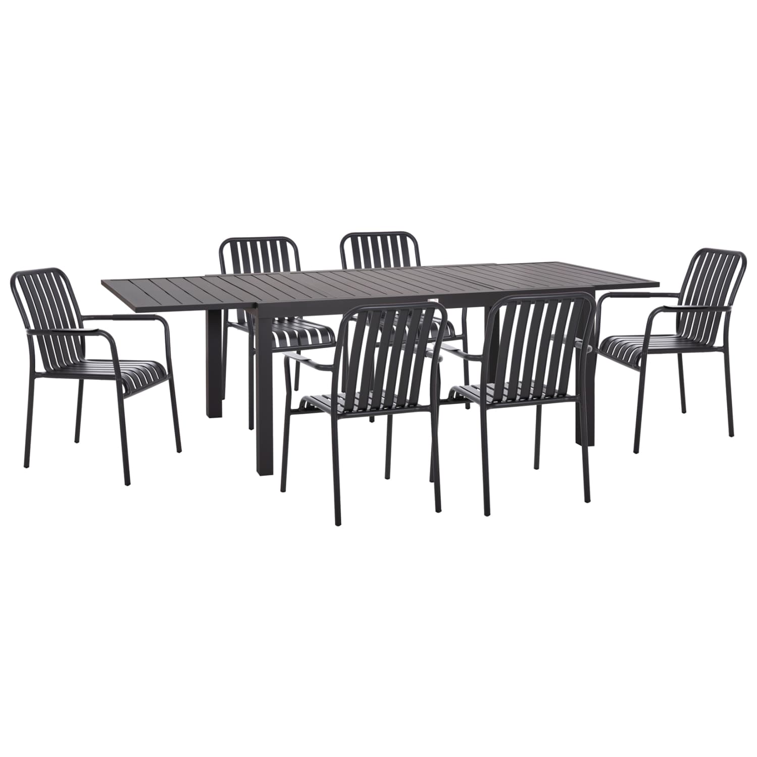 OUTDOOR DINING SET 7PCS KRUM DARK GREY ALUMINUM