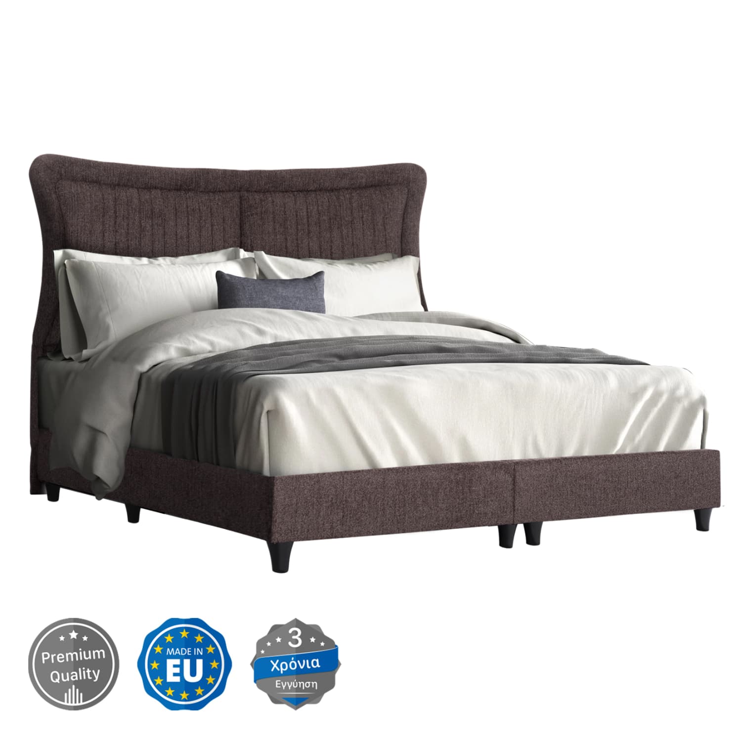 DOUBLE BED NESTOR BROWN TEDDY FABRIC FOR MATTRESS 160x200cm.