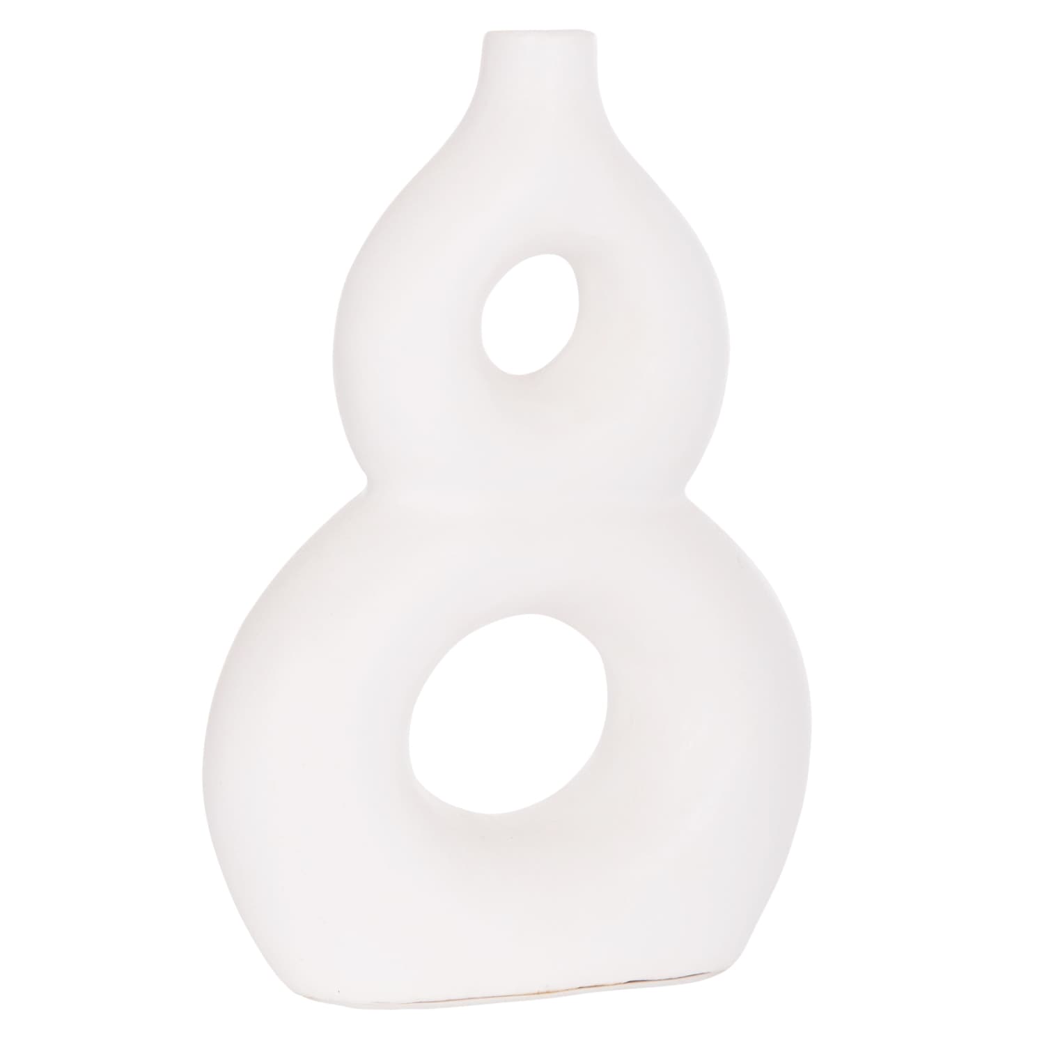 TABLE DECORATIVE VASE FIORIN TERRACOTA IN WHITE--21x7.5x31Hcm.