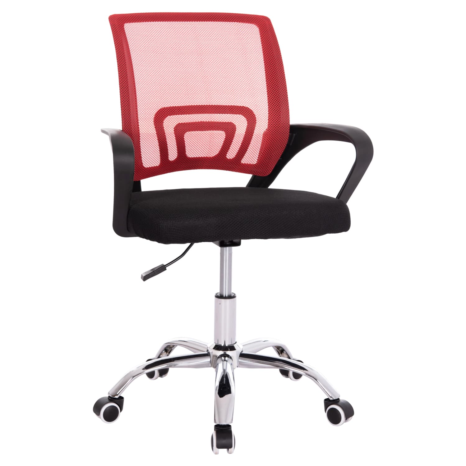 OFFICE CHAIR BRISTONE CHROMED LEG-RED & BLACK MESH 59x53x80-90Hcm.