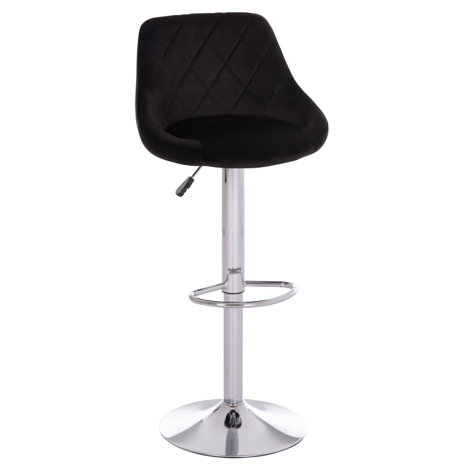 BAR STOOL ROSE CHROMED BASE & SUSPENSION & BLACK VELVET 48x45x105Hcm.