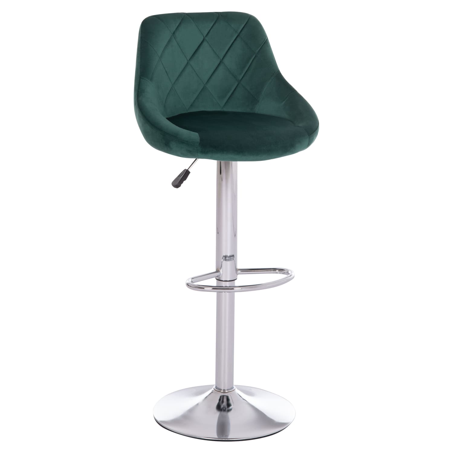 BAR STOOL ROSE CHROMED BASE & SUSPENSION & CYPRESS GREEN VELVET 48x45x105Hcm.