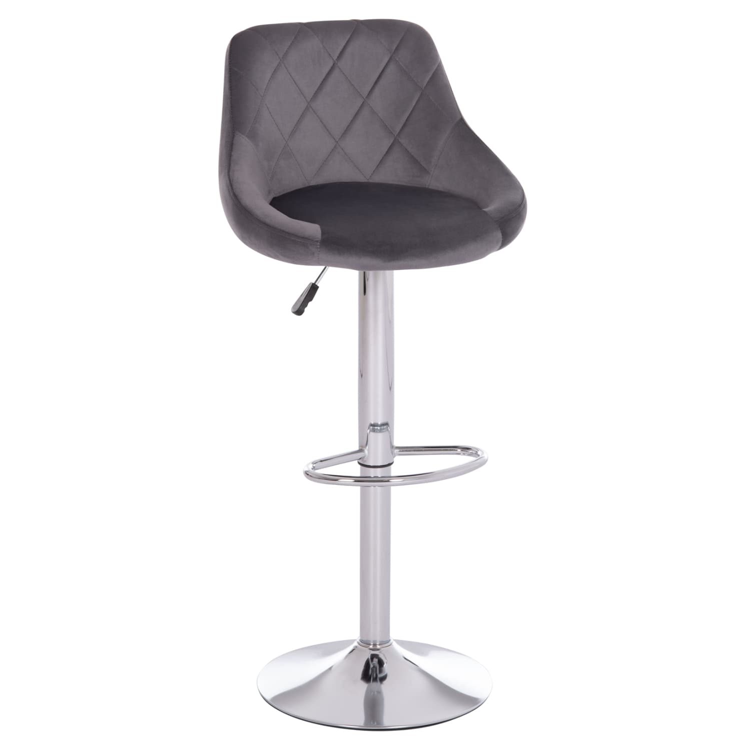 BAR STOOL ROSE CHROMED BASE & SUSPENSION & GREY VELVET 48x45x105Hcm.