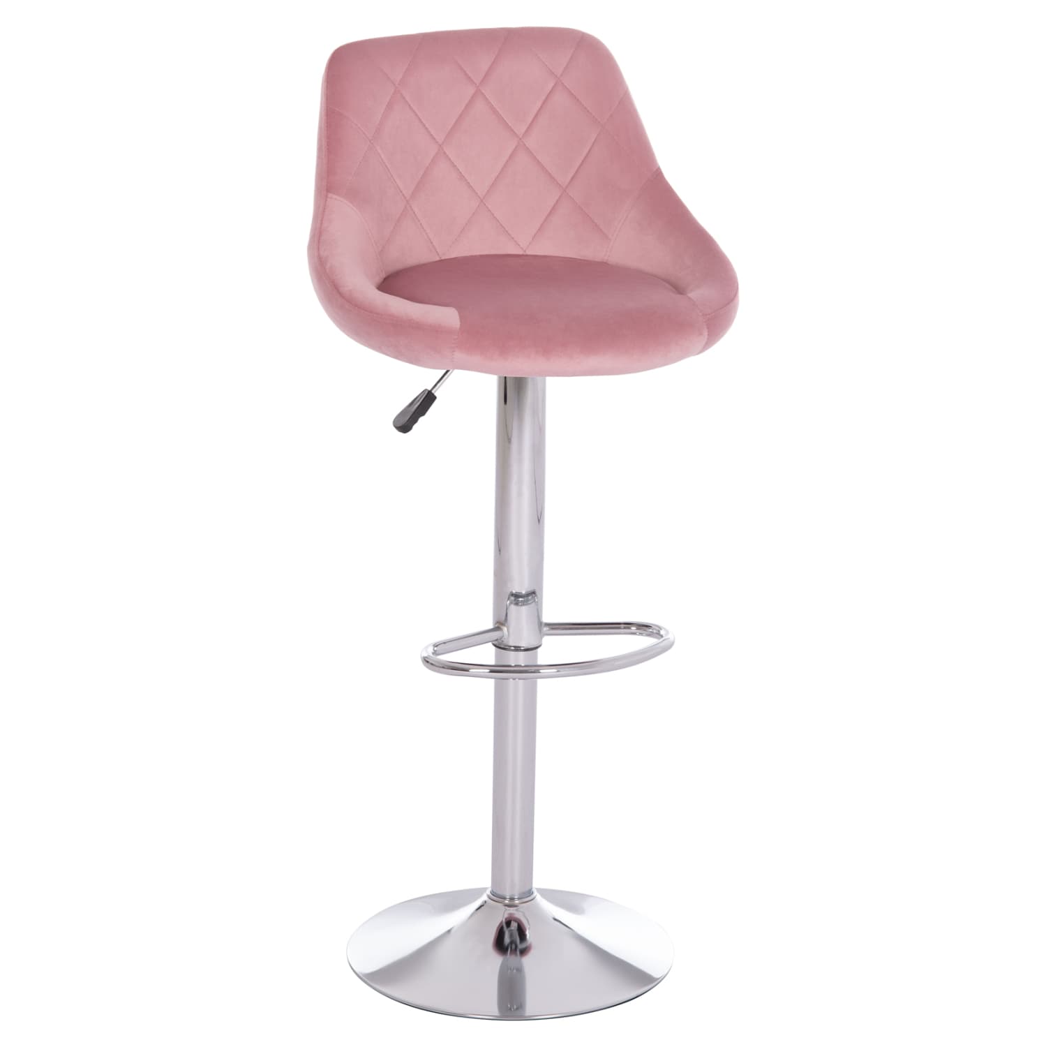 BAR STOOL ROSE CHROMED BASE & SUSPENSION & DUSTY PINK VELVET 48x45x105Hcm.