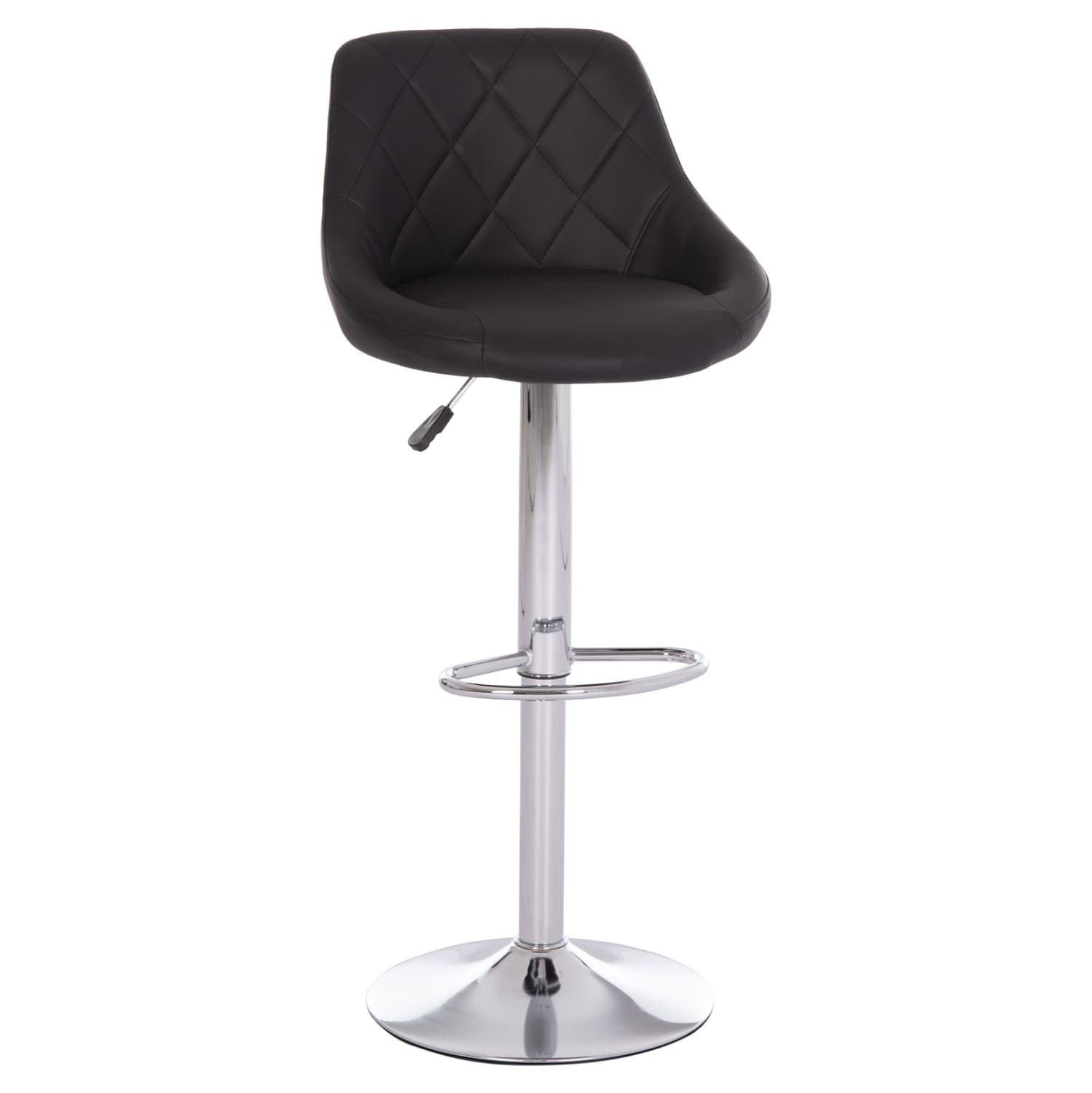 BAR STOOL ROSE CHROMED BASE & SUSPENSION & BLACK PU 48x45x105Hcm.