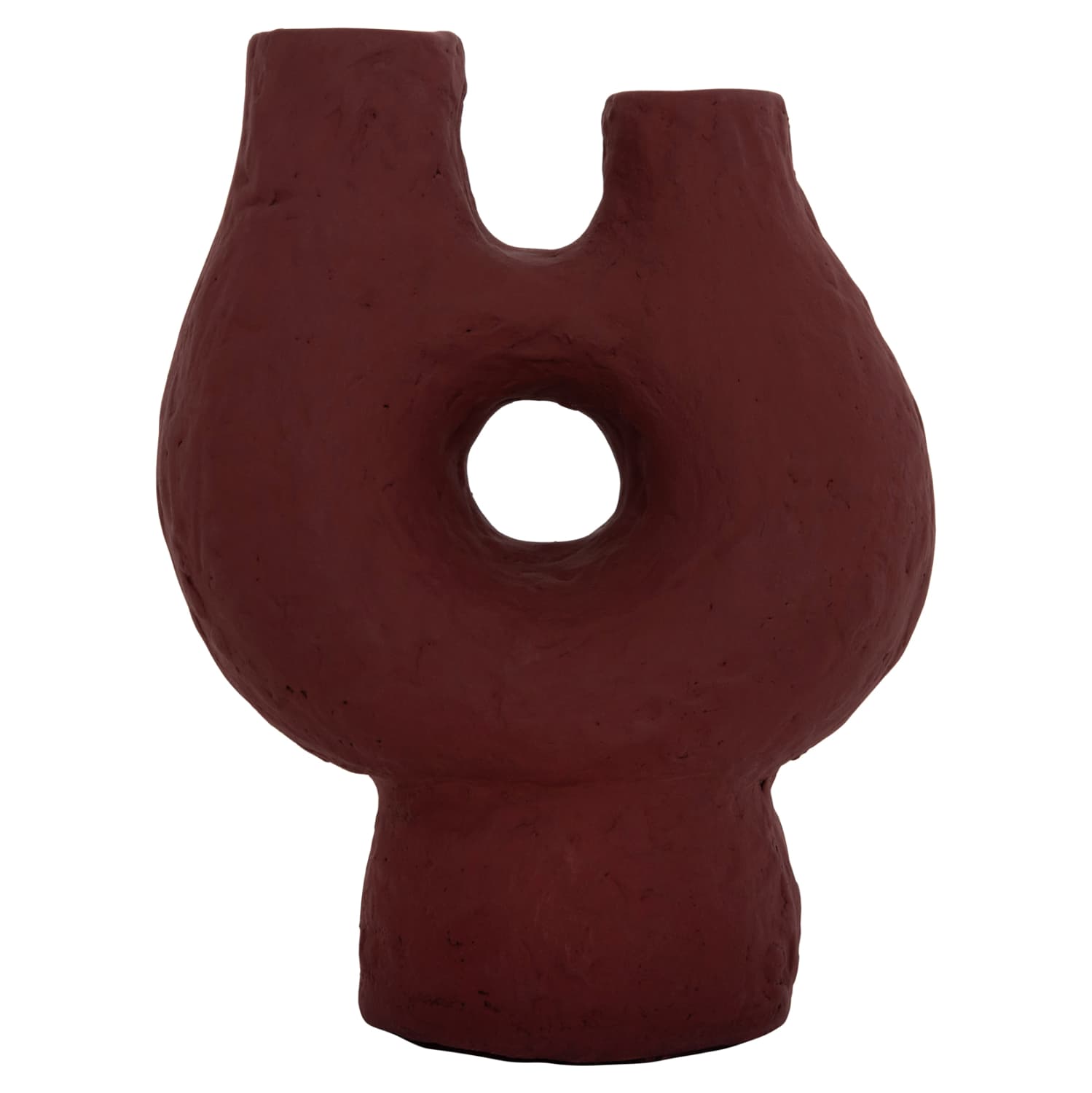 DECORATIVE TABLE VASE NAMENTIS TERRACOTA IN MAROON RED COLOR--26x15x32.5Hcm.