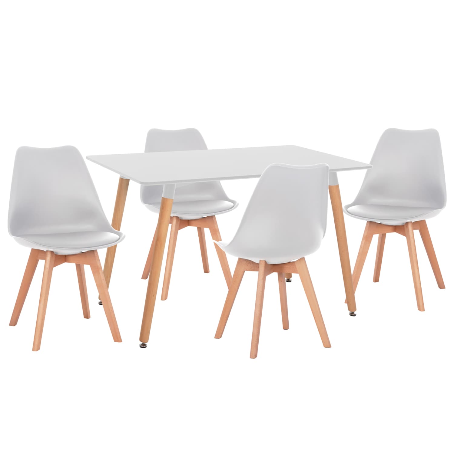 DINING SET 5PCS VEGAS MDF TOP IN WHITE--BEECH LEGS
