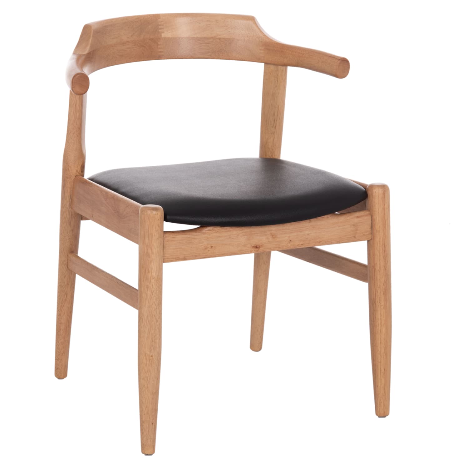 DINING CHAIR CERSEI RUBBERWOOD IN LIGHT OAK & PU IN BLACK 57x53x72Hcm.