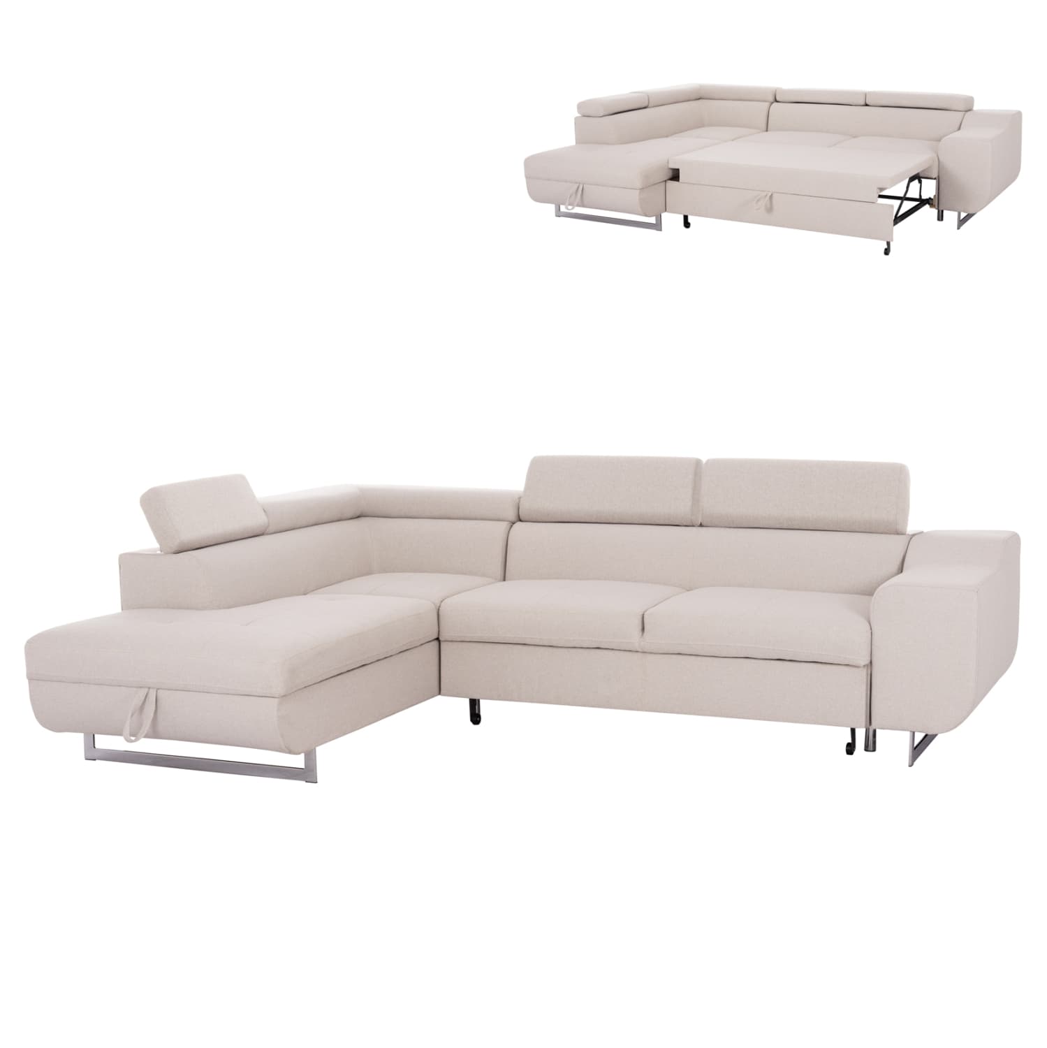 АГОЛНА СОФА-КРЕВЕТ СО ПРОСТОР ЗА СКЛАДИРАЊЕ ENCORE БЕЖ ТКАЕНИНА 285x205x90Hcm.