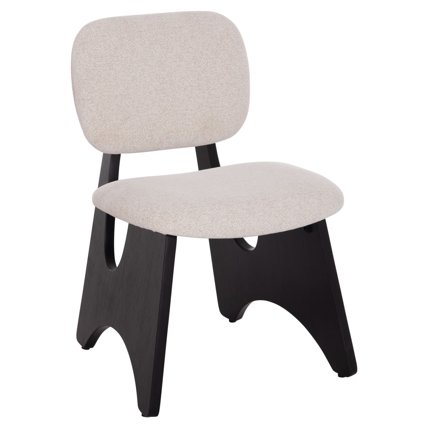 DINING CHAIR BELLISI FABRIC IN CREAM WHITE-PLYWOOD IN BLACK 53x56x78Hcm.