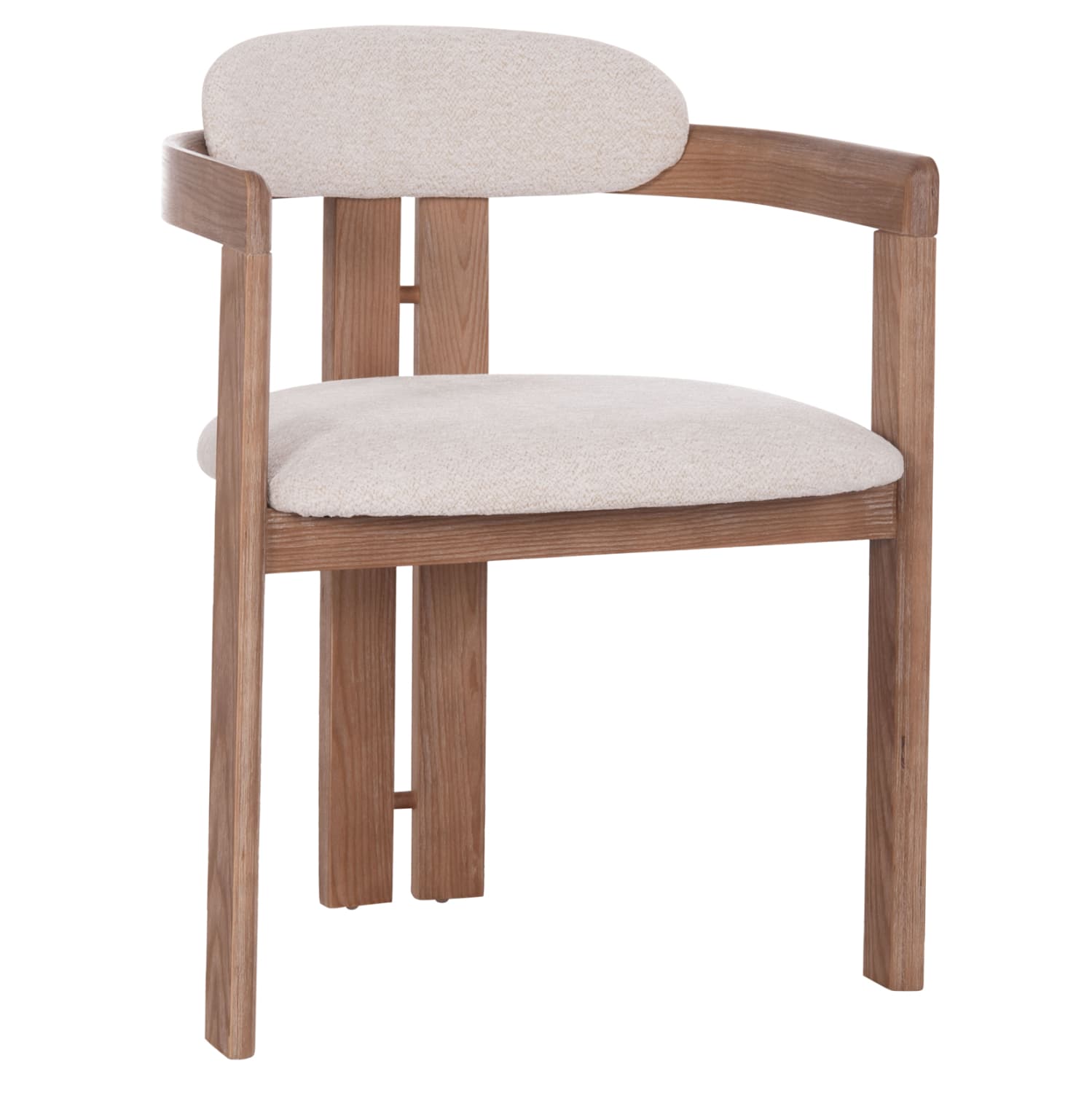 DINING CHAIR KALL BEIGE FABRIC--MATTE WHITEWASH PLYWOOD 56x45x73Hcm.