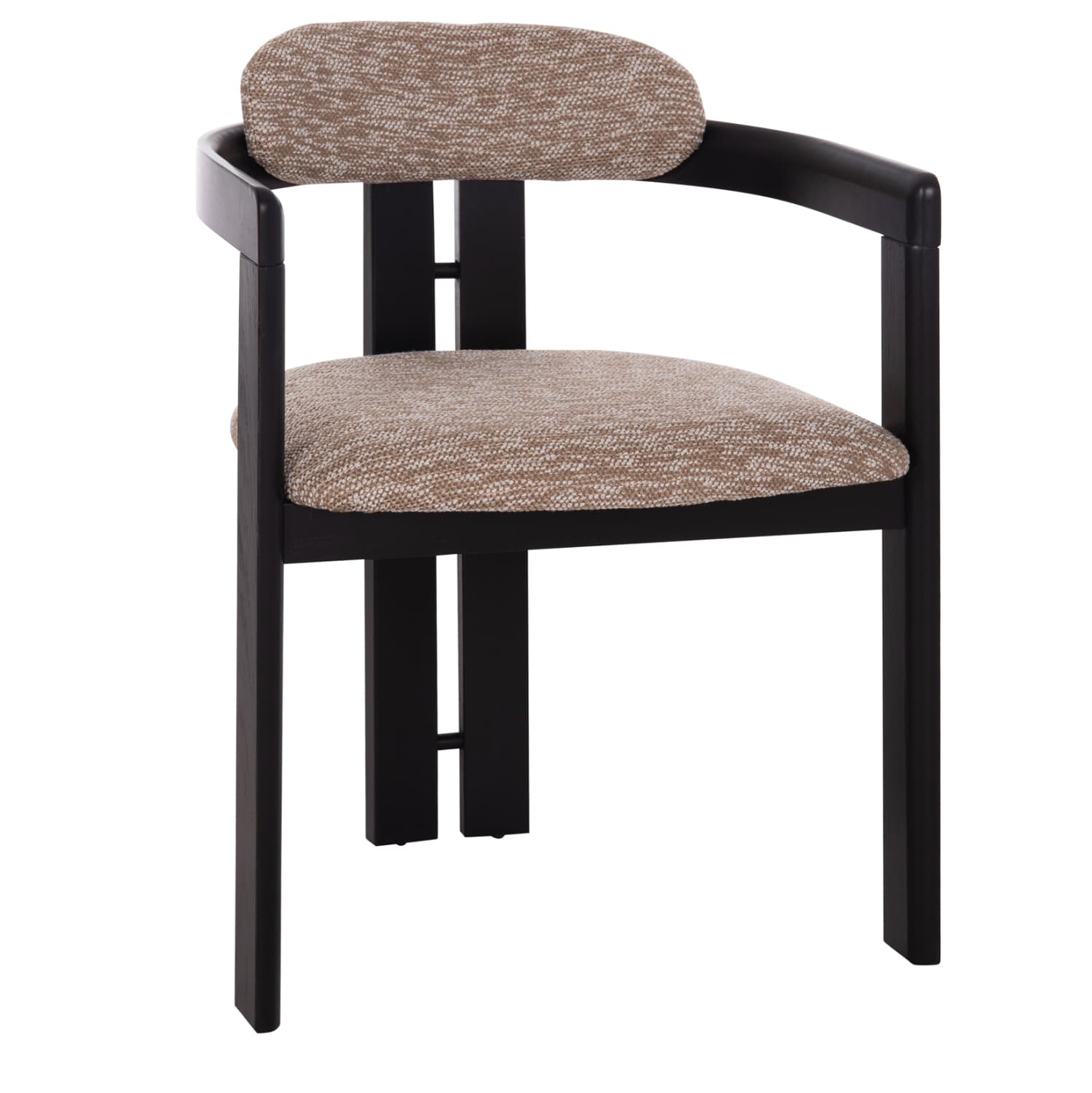 DINING CHAIR KALL BROWN FABRIC--PLYWOOD IN BLACK 56x45x73Hcm.