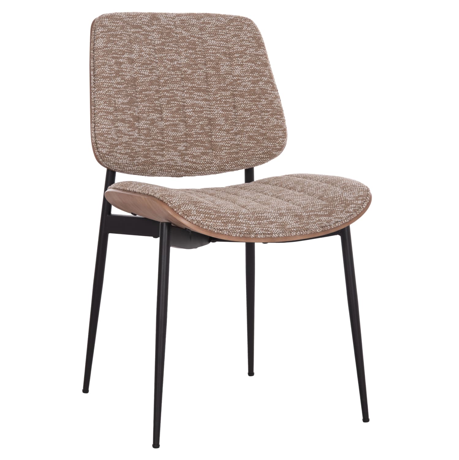 DINING CHAIR CONTI BLACK METAL--BROWN FABRIC 49x56x82Hcm.