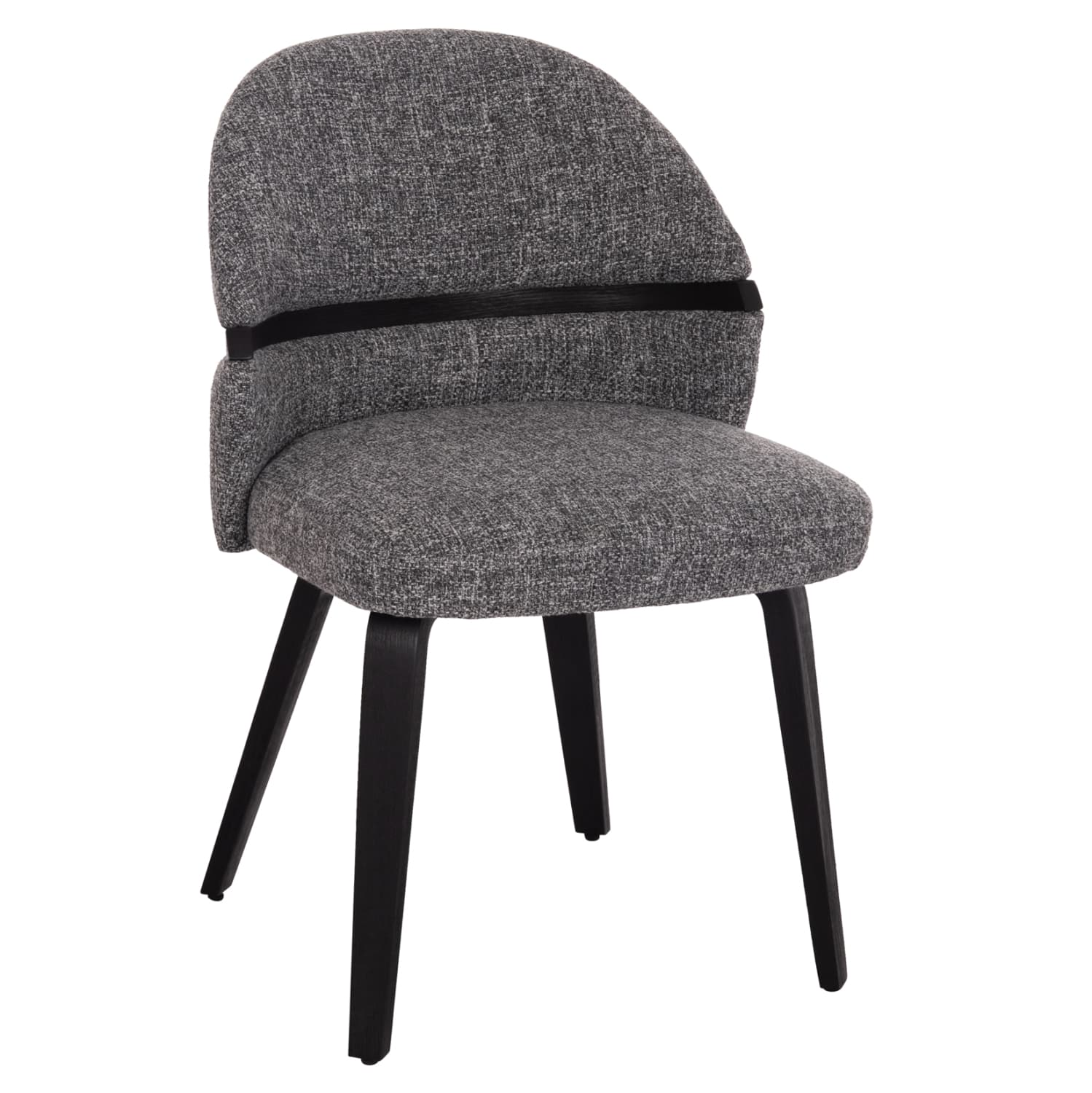 DINING CHAIR DEKKER PLYWOOD IN BLACK--FABRIC IN GREY 50x60x80Hcm.