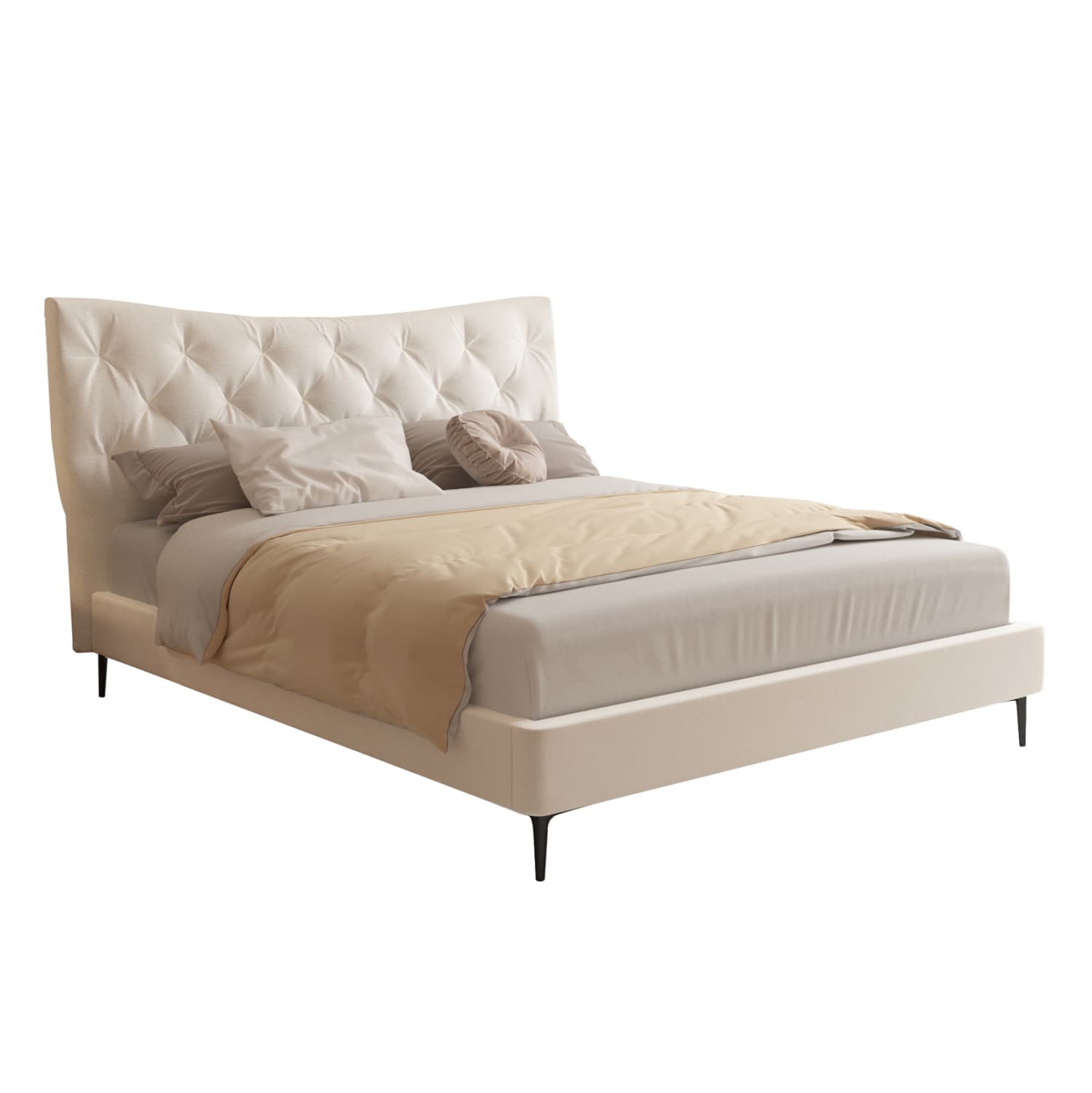 DOUBLE BED JILL FABRIC IN BEIGE--FOR MATTRESS 160x200cm