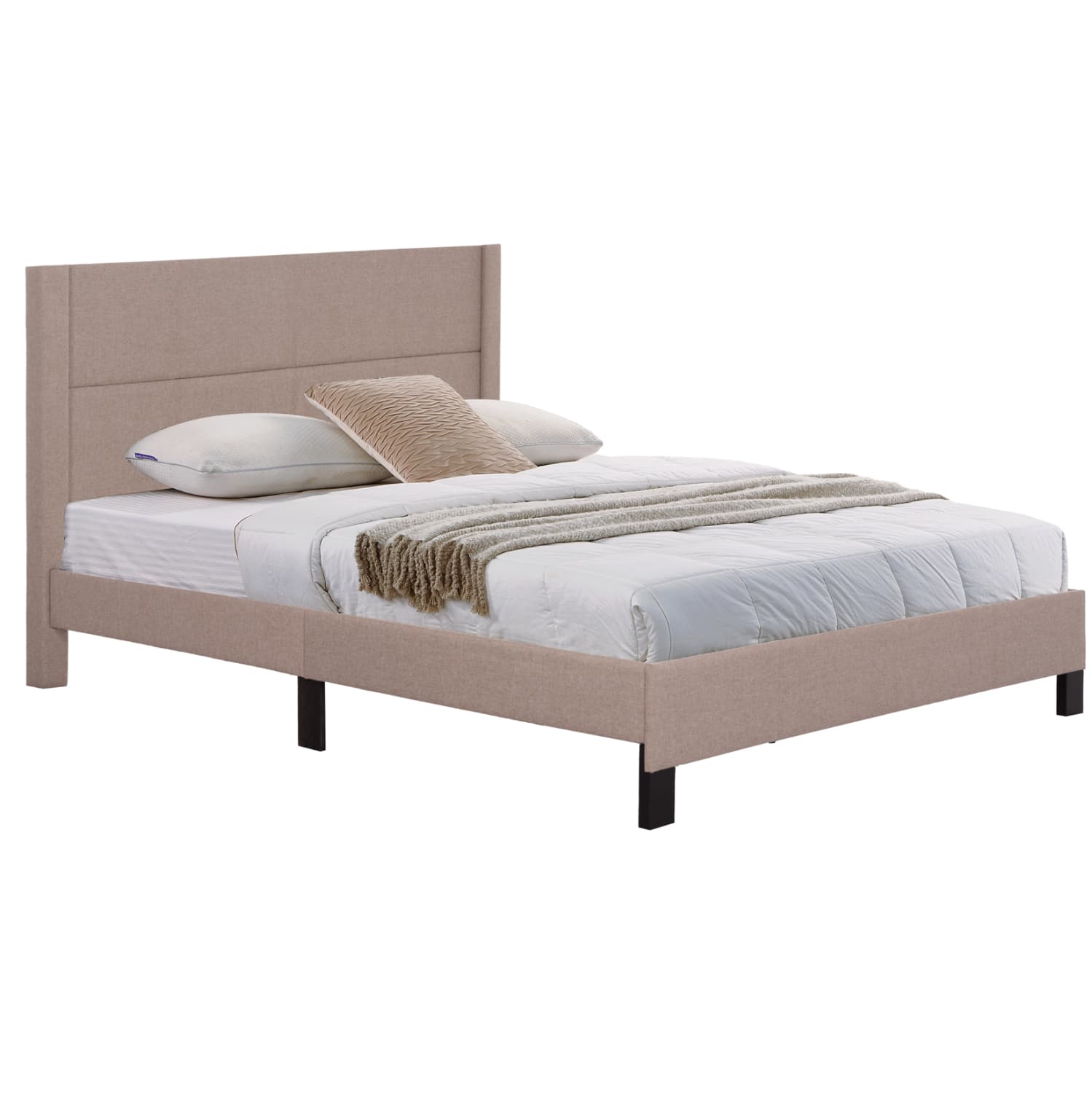 BED TRILLOP BEIGE FABRIC- 160x200cm. MATTRESS