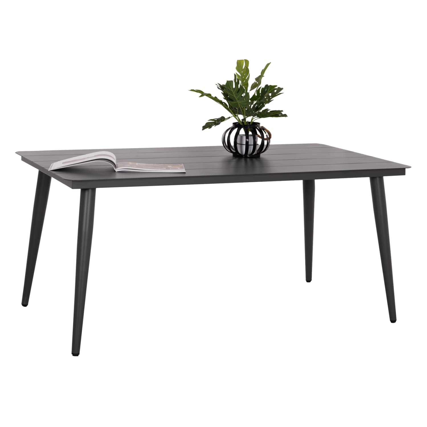 ALUMINUM DINING TABLE RECTANGULAR HIGER GREY 160x90x78Hcm.