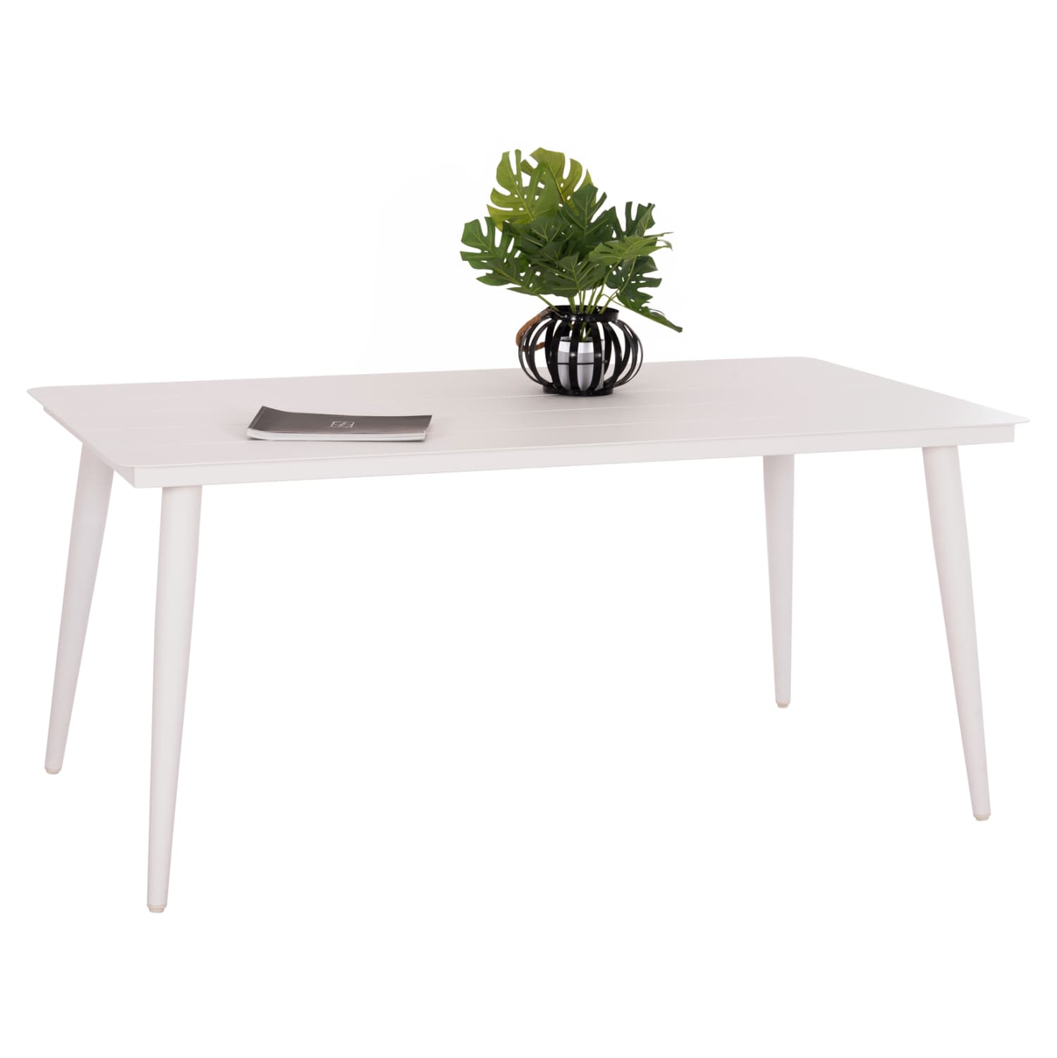 ALUMINUM DINING TABLE RECTANGULAR HIGER WHITE 160x90x78Hcm.